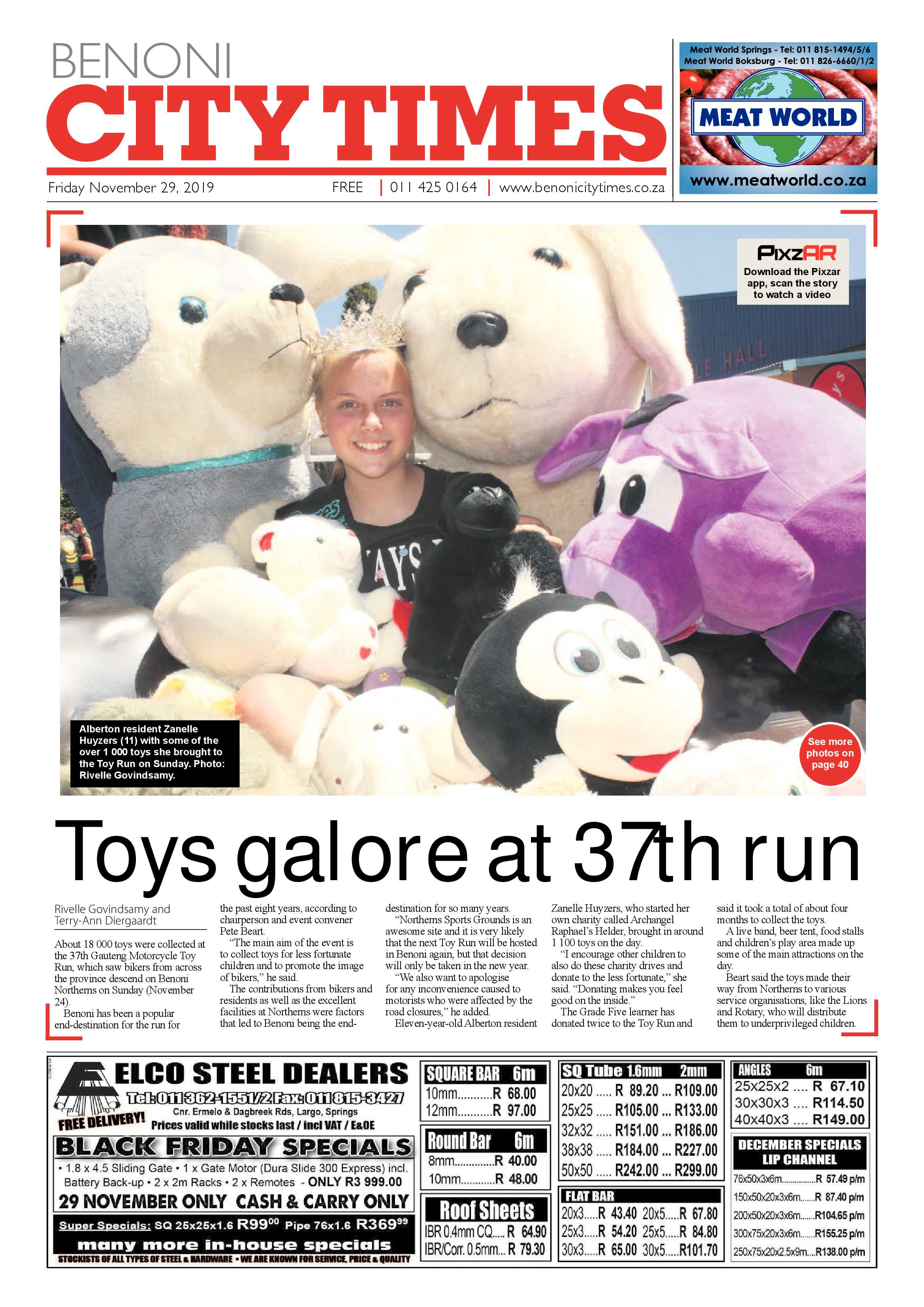 Benoni City Times 28 November 2019 page 1