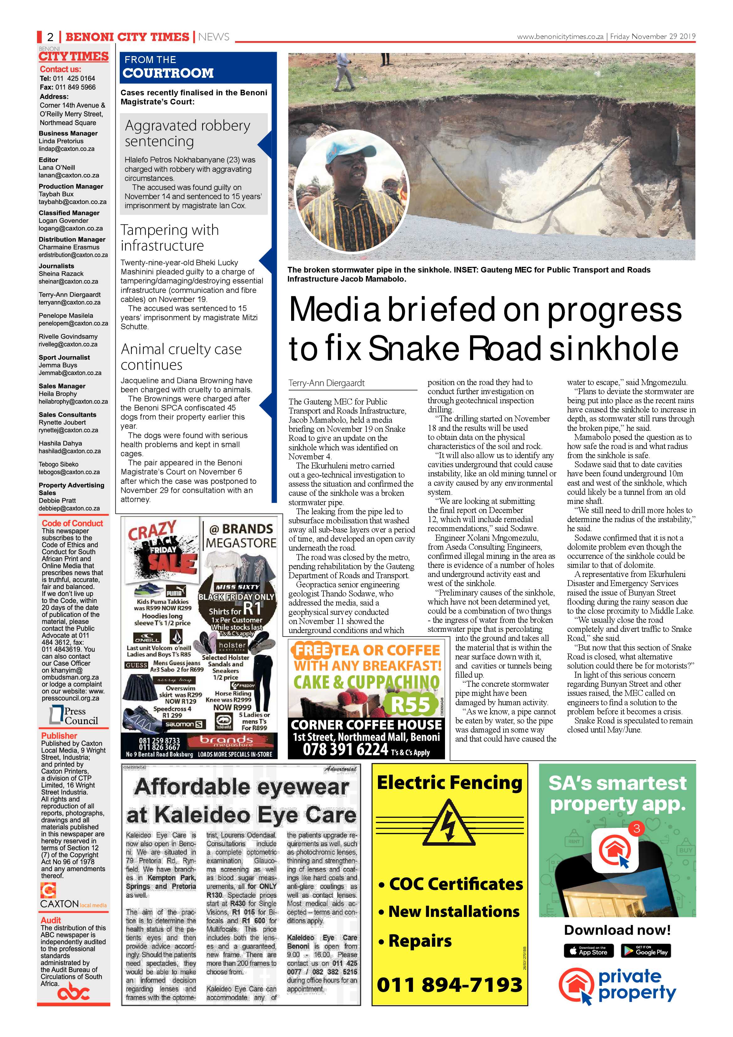 Benoni City Times 28 November 2019 page 2