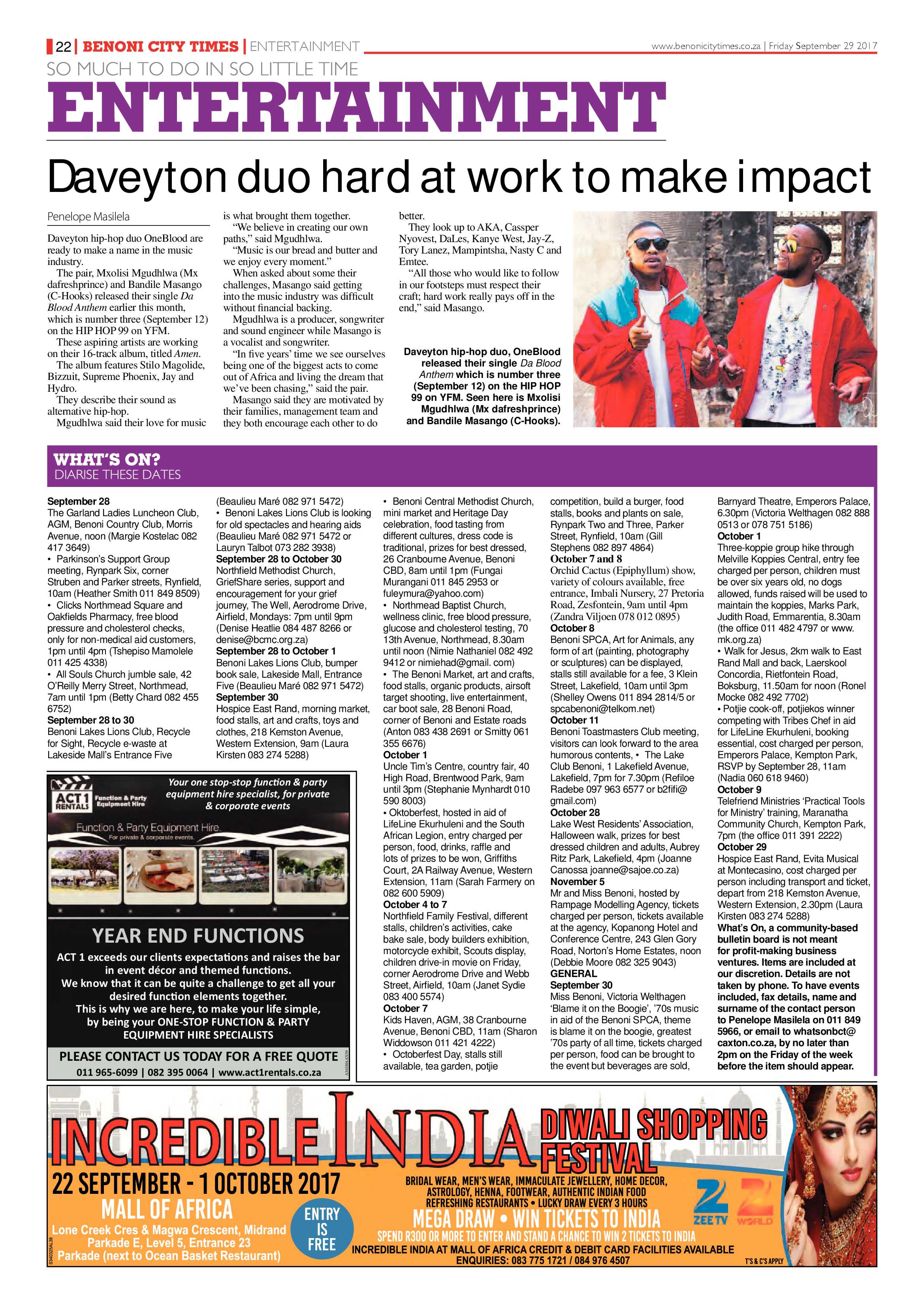 Benoni City Times 28 September 2017 page 22