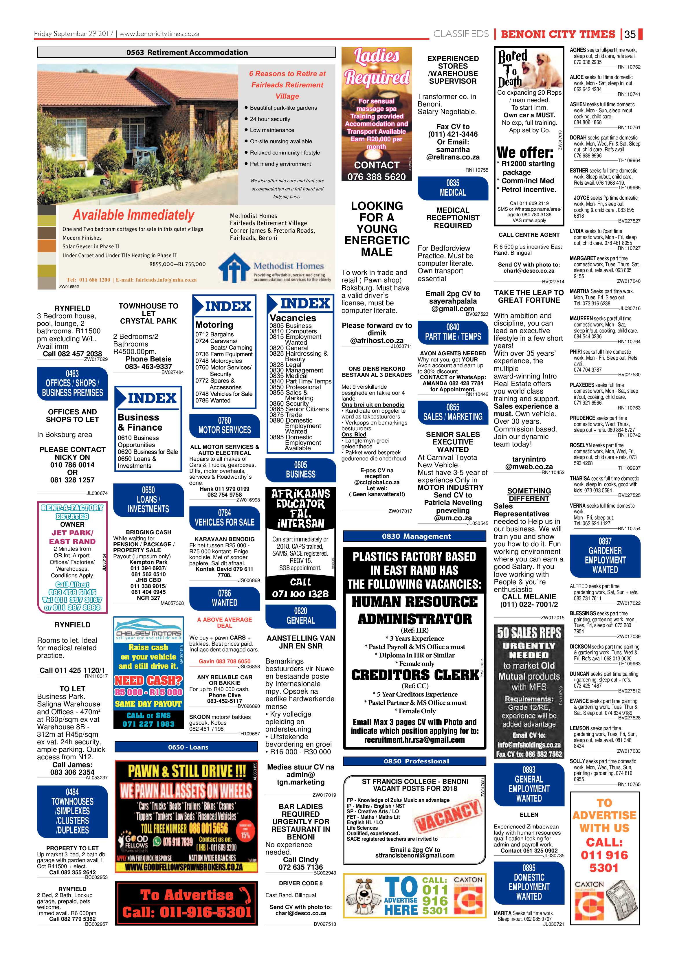 Benoni City Times 28 September 2017 page 35