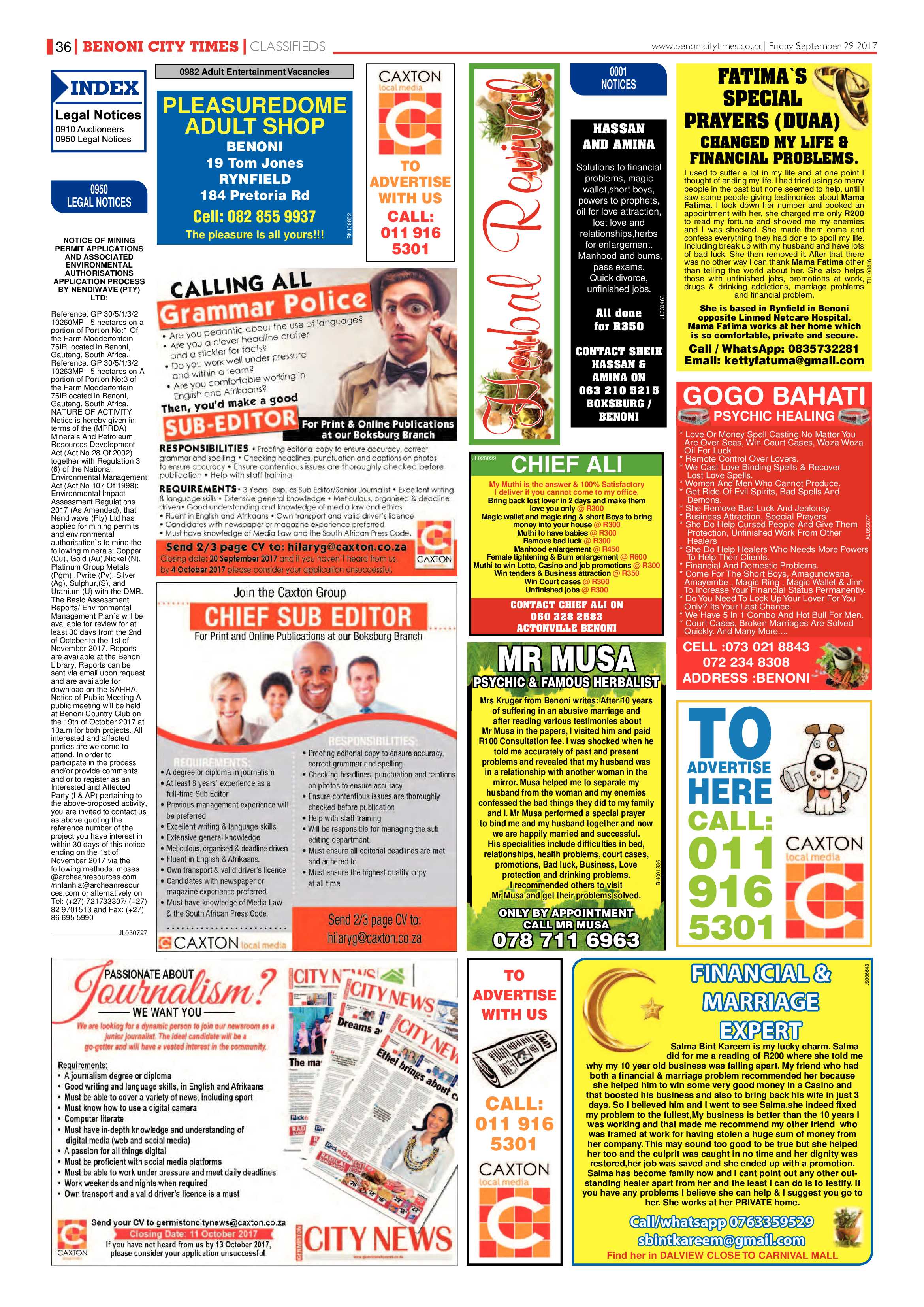 Benoni City Times 28 September 2017 page 36