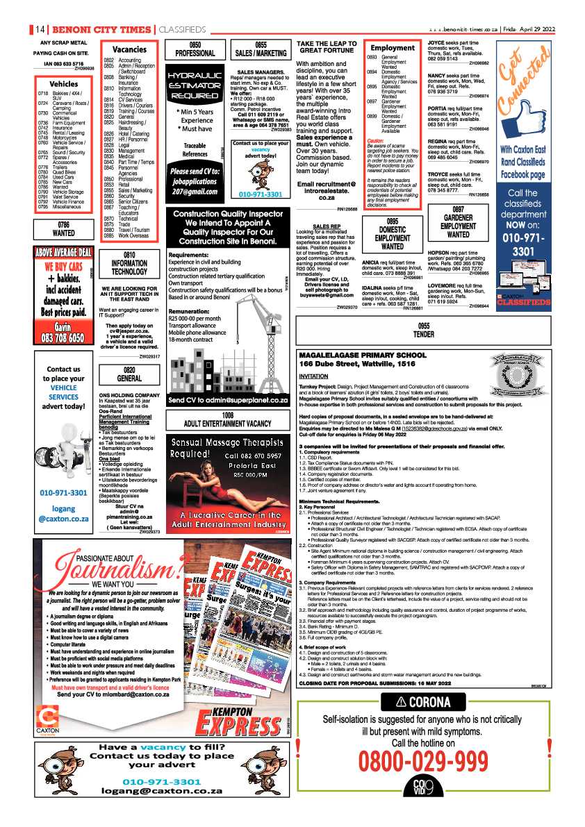 Benoni City Times 29 April 2022 page 14