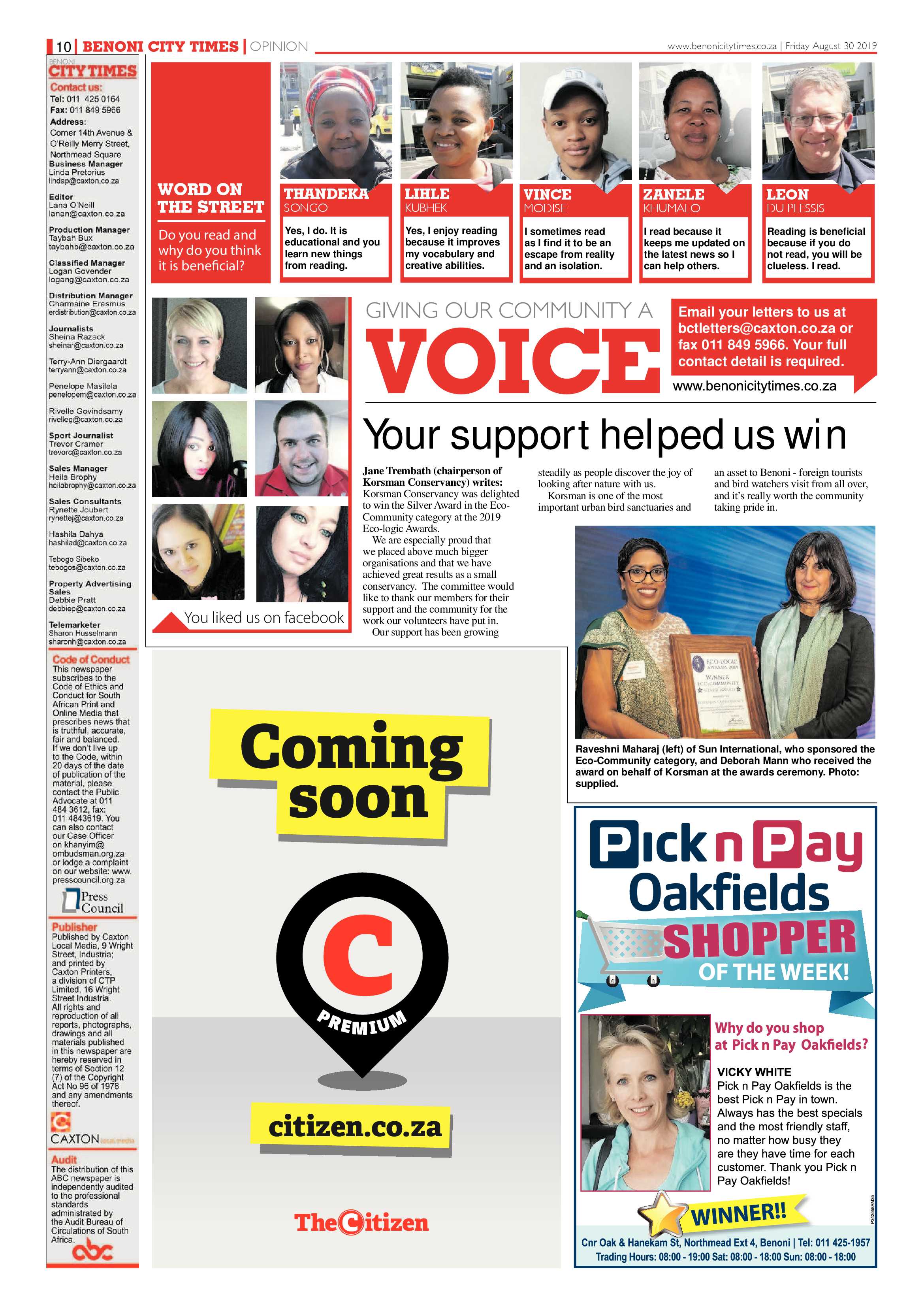 Benoni City Times 29 August 2019 page 10