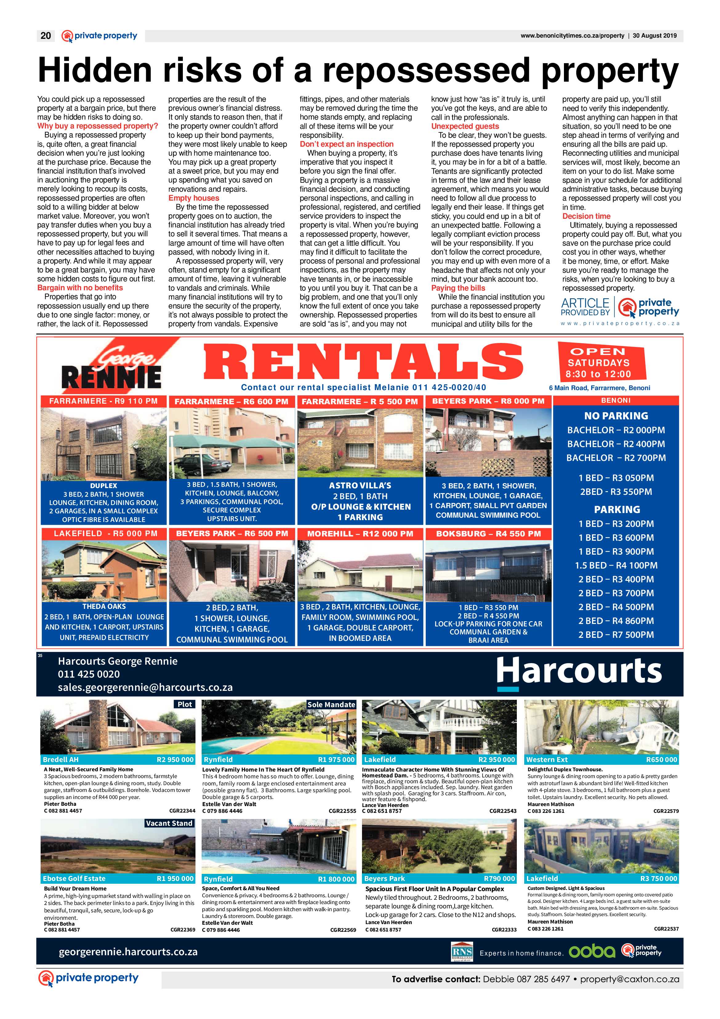 Benoni City Times 29 August 2019 page 20