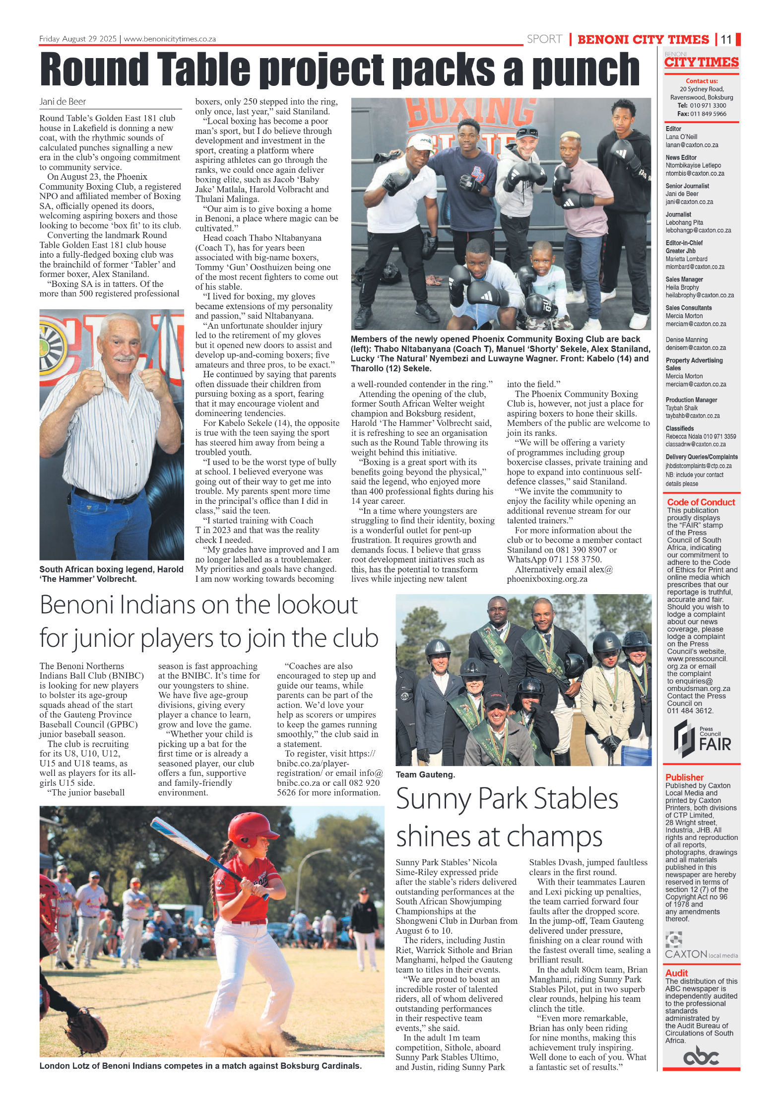 Benoni City Times 29 August 2025 page 11