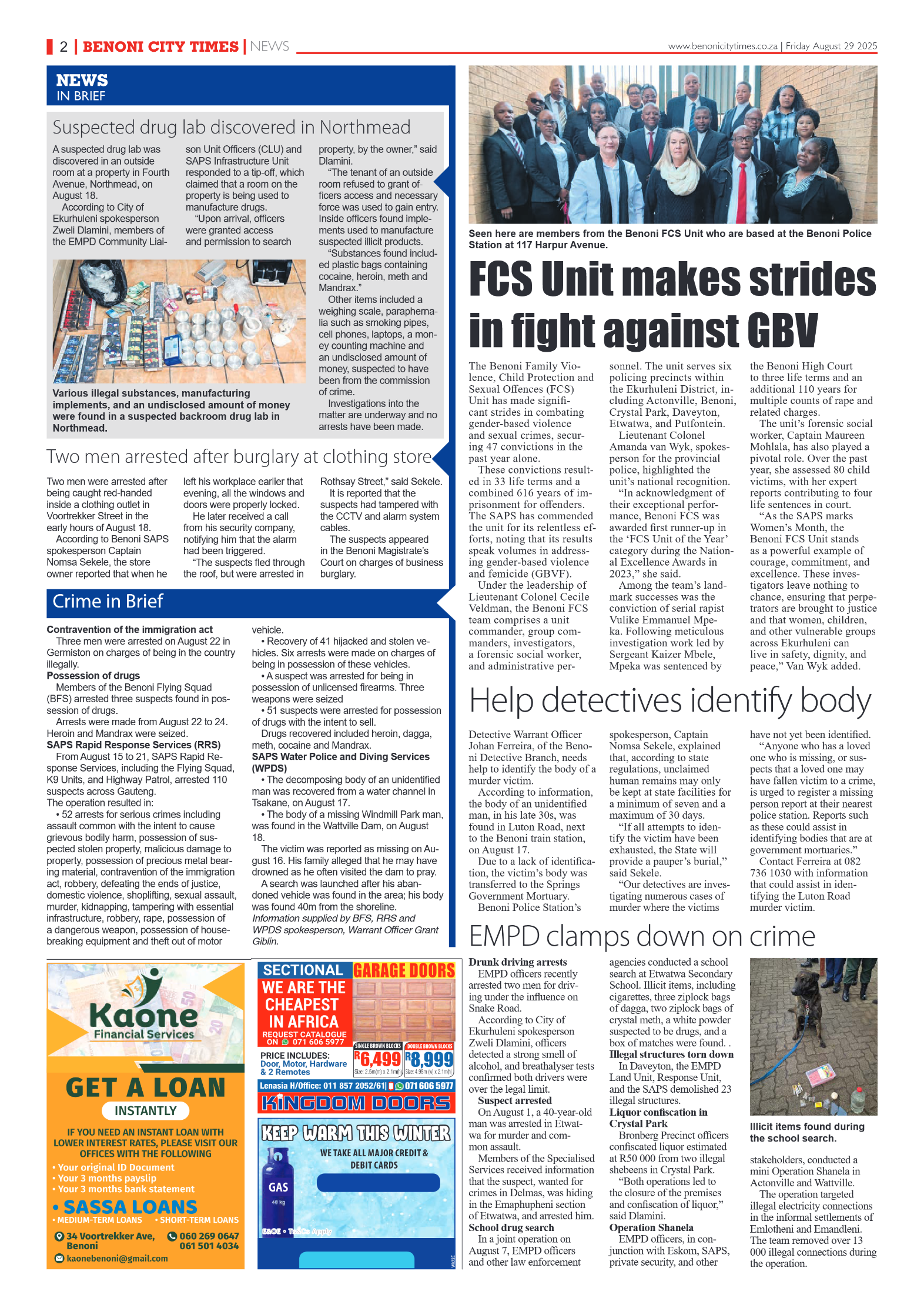 Benoni City Times 29 August 2025 page 2