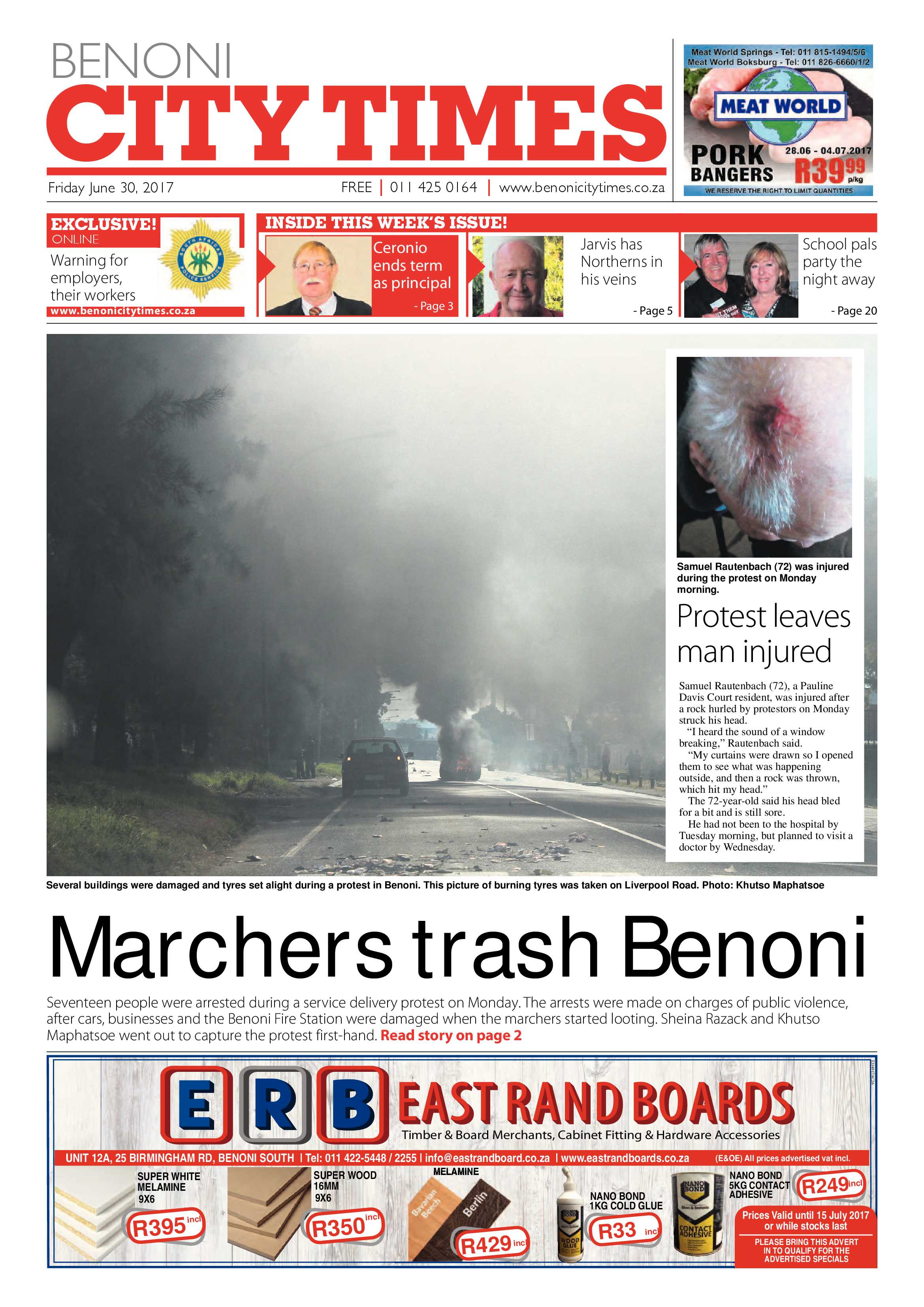 Benoni City Times 29 June 2017 page 1