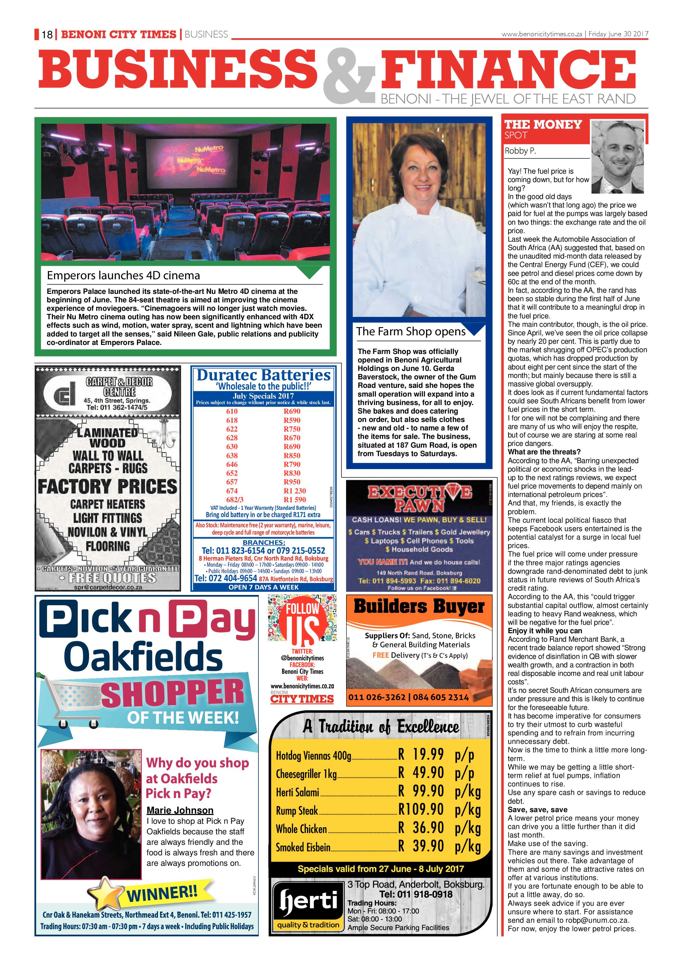 Benoni City Times 29 June 2017 page 18