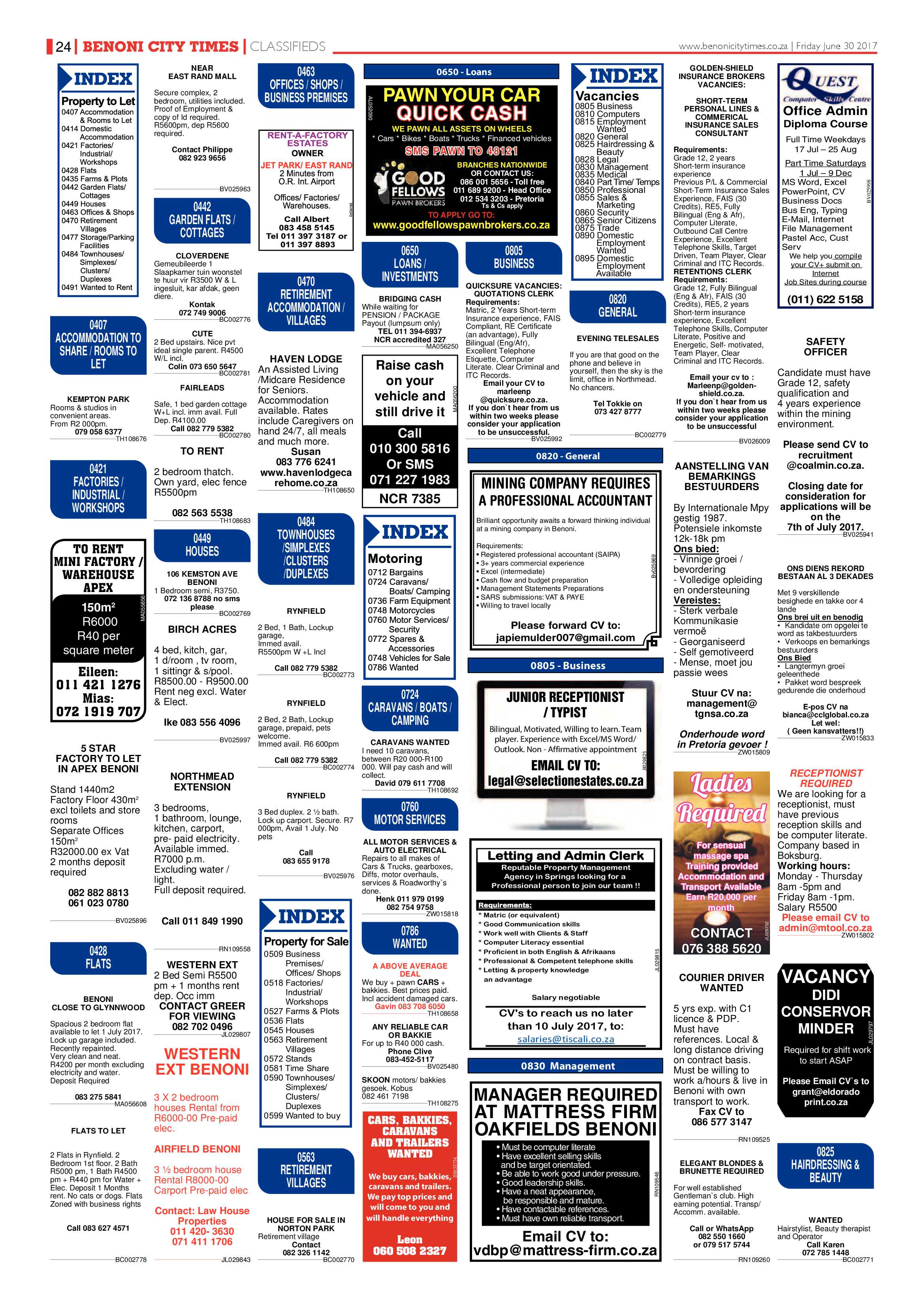 Benoni City Times 29 June 2017 page 24