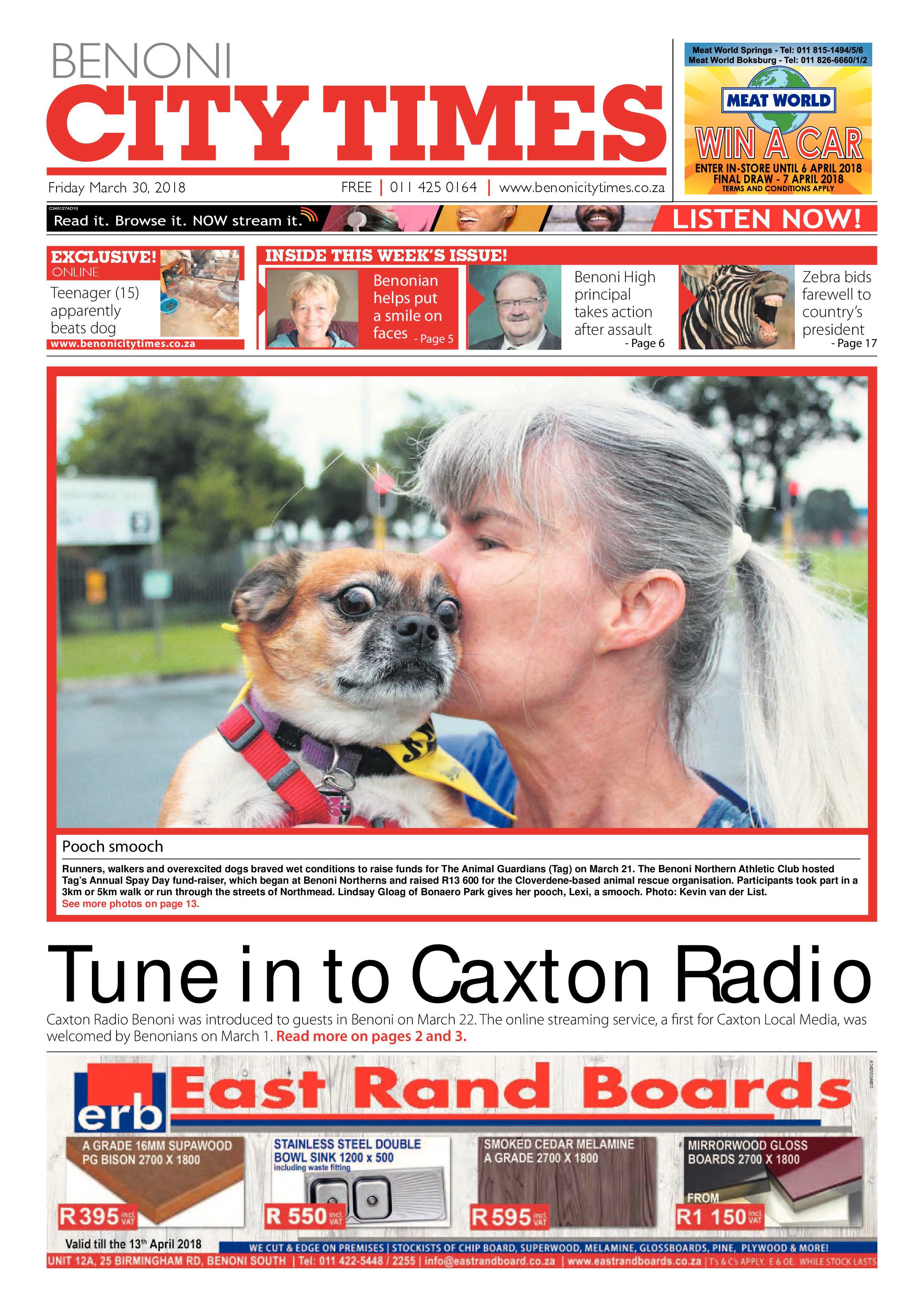 Benoni City Times 29 March 2018 page 1