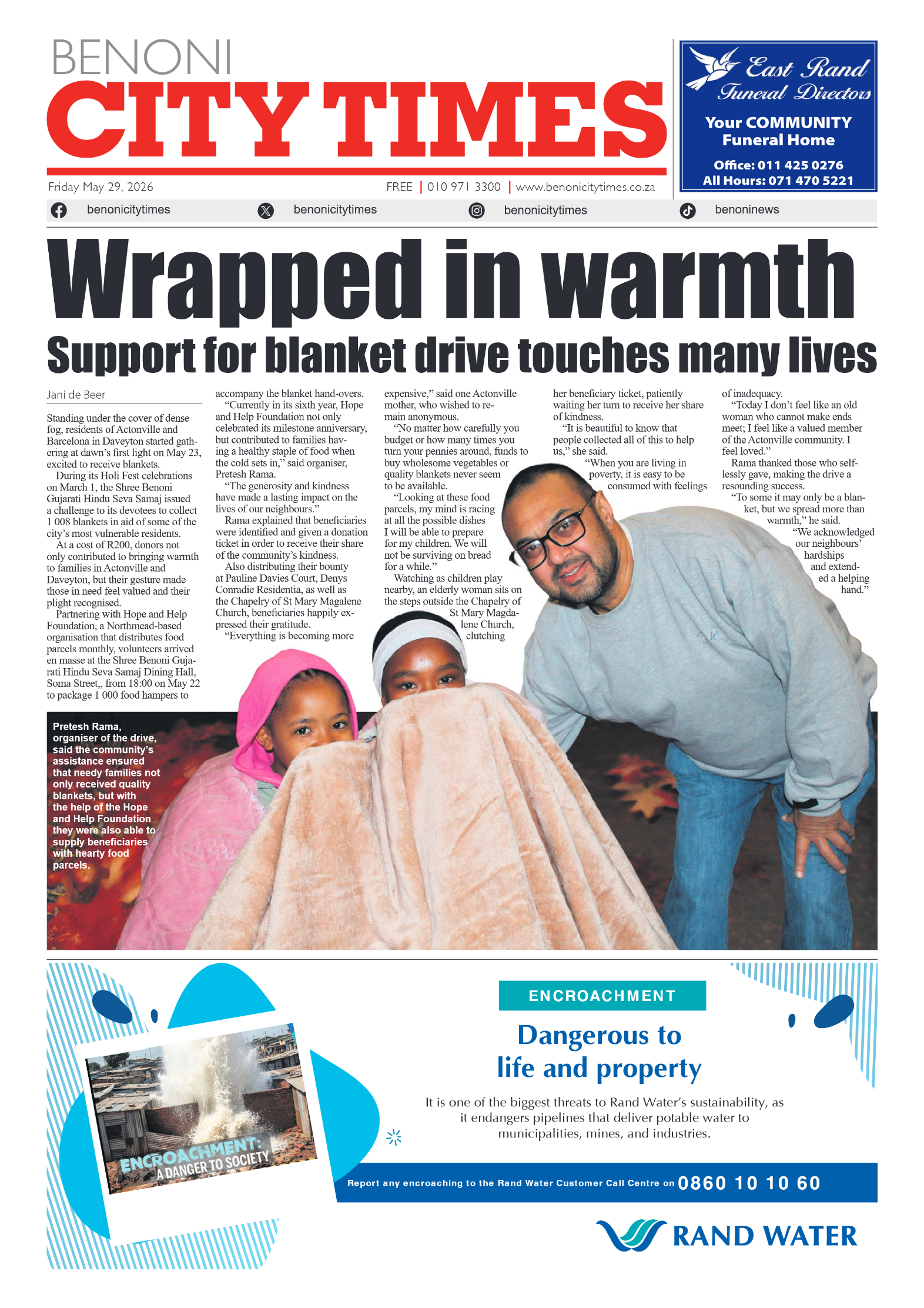 Benoni City Times 29 May 2026 page 1