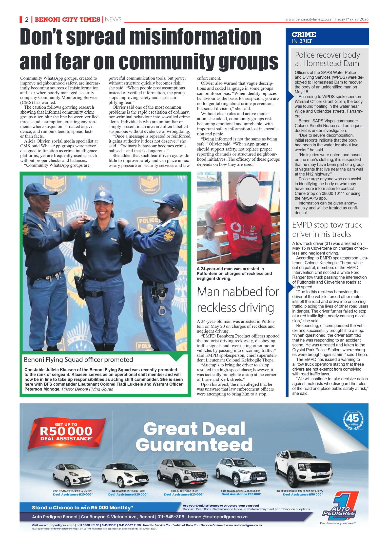 Benoni City Times 29 May 2026 page 2