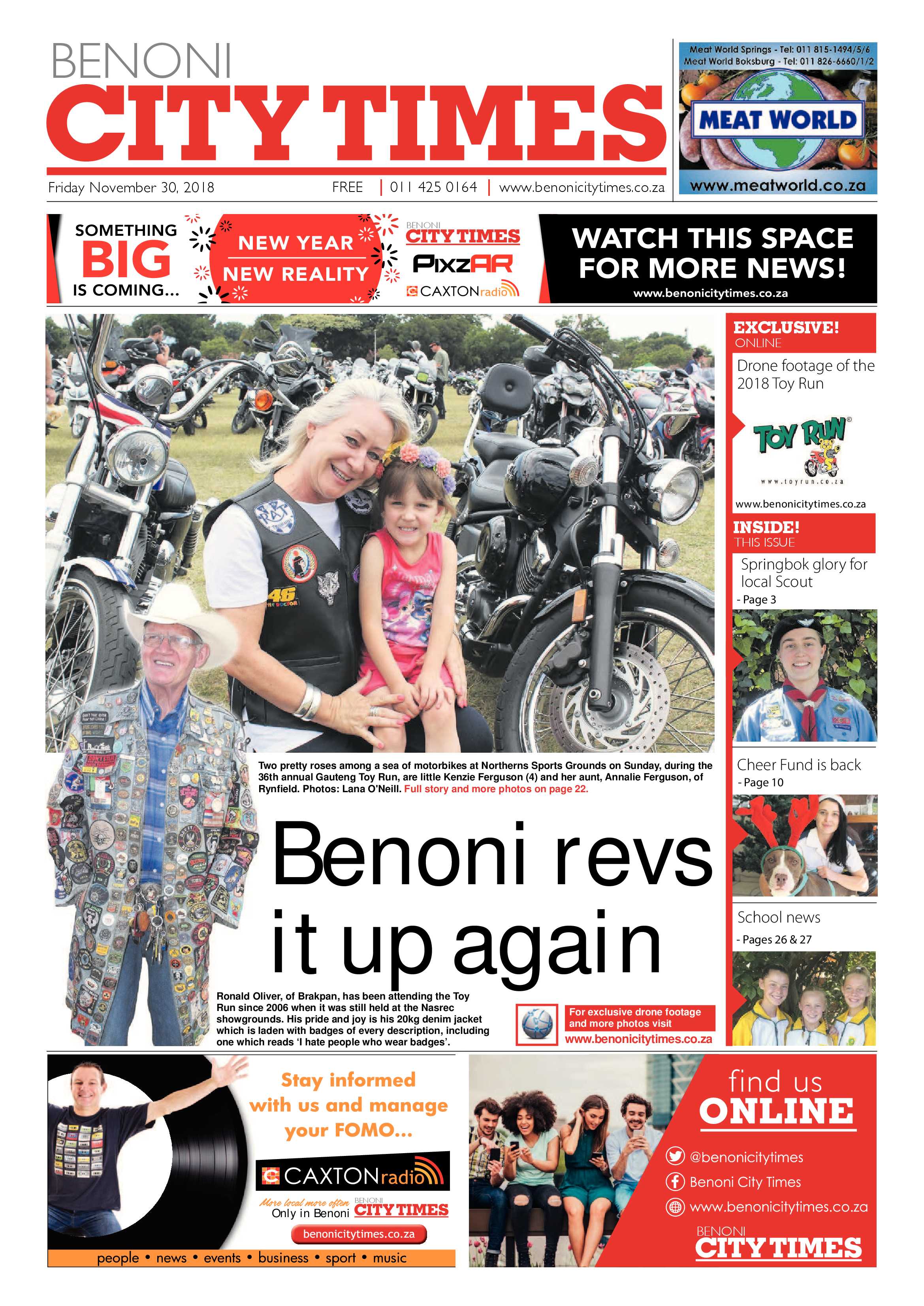 Benoni City Times 29 November 2018 page 1