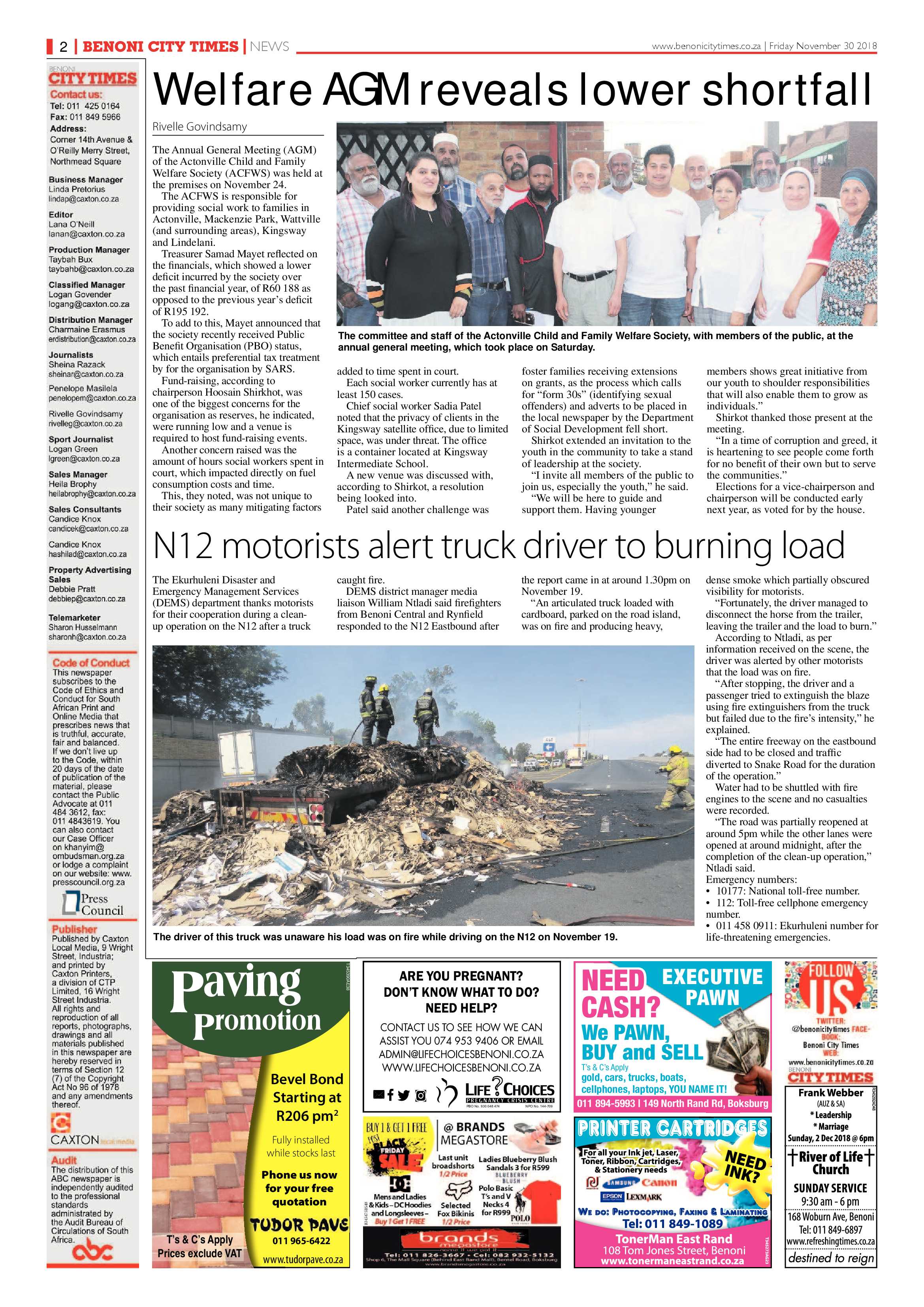 Benoni City Times 29 November 2018 page 2