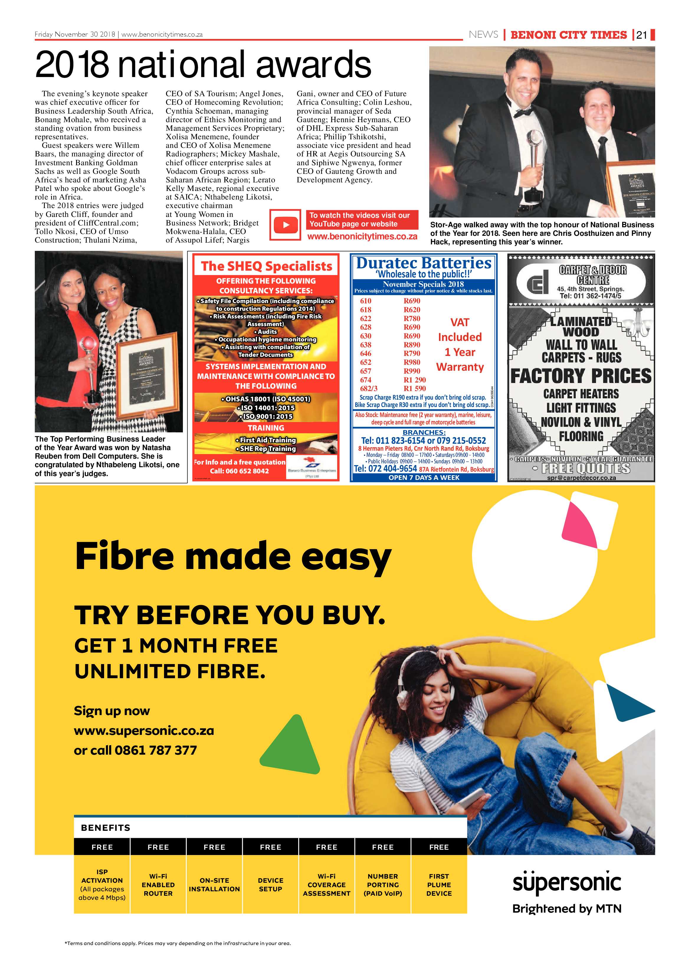 Benoni City Times 29 November 2018 page 21