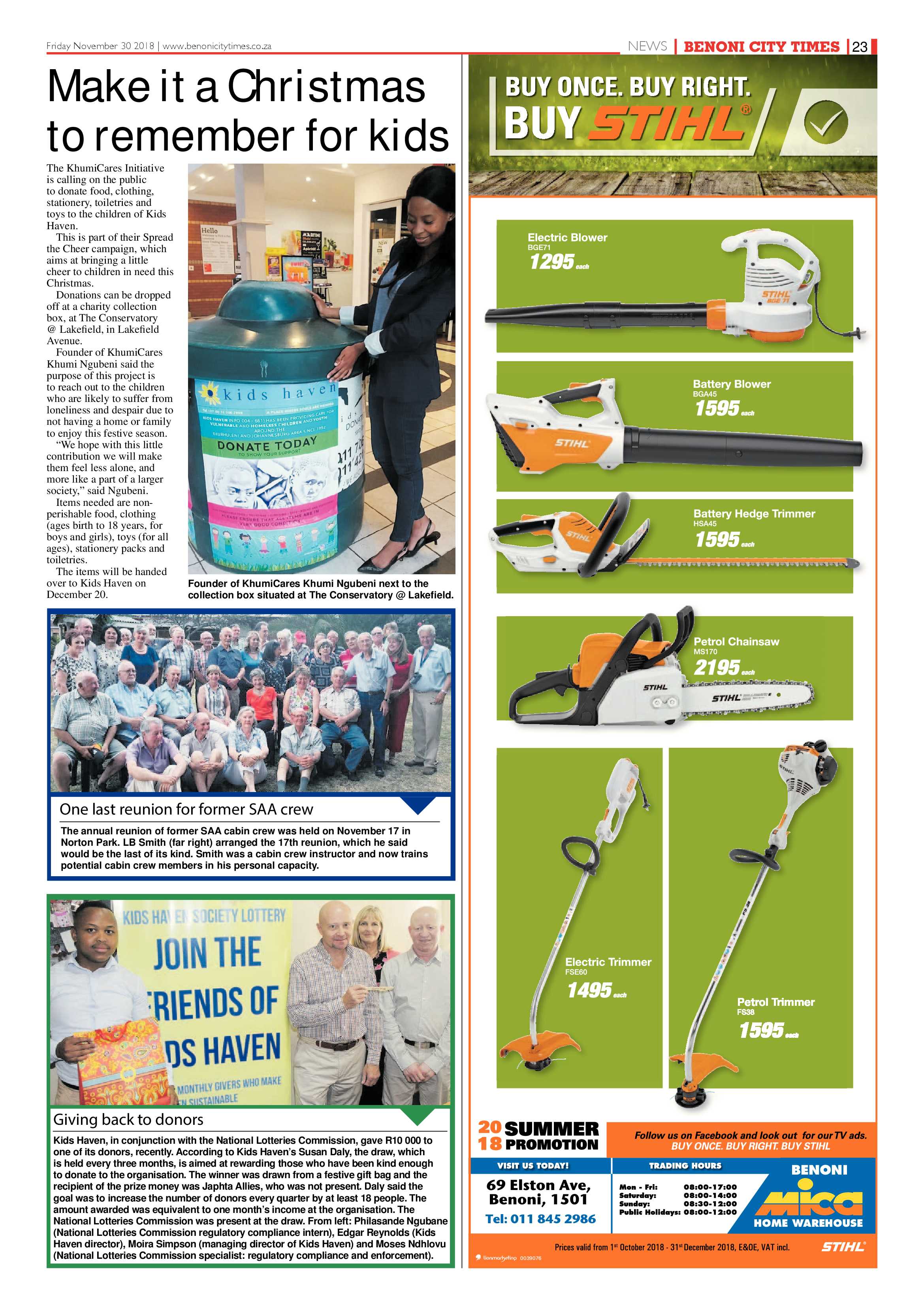 Benoni City Times 29 November 2018 page 23