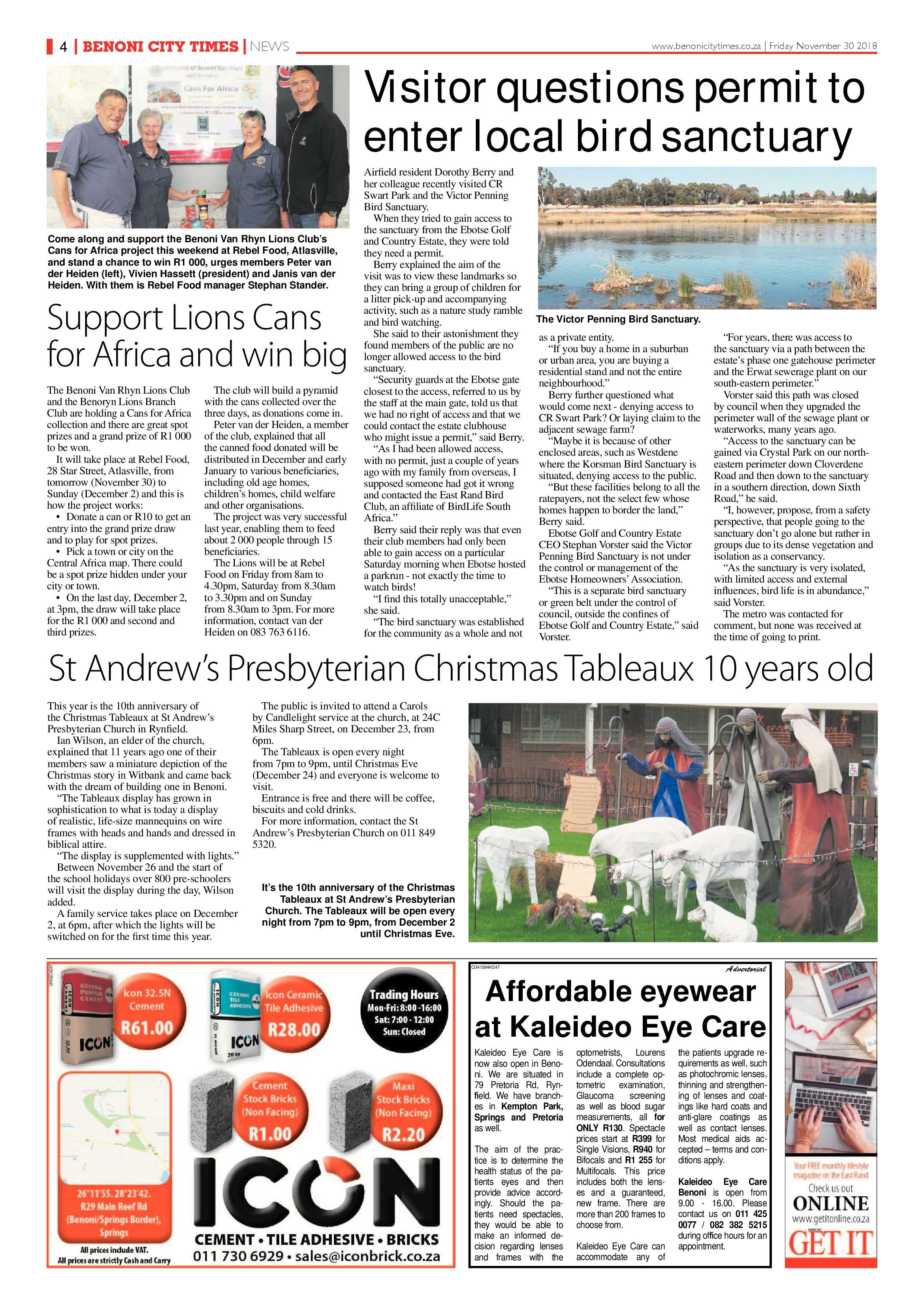 Benoni City Times 29 November 2018 page 4