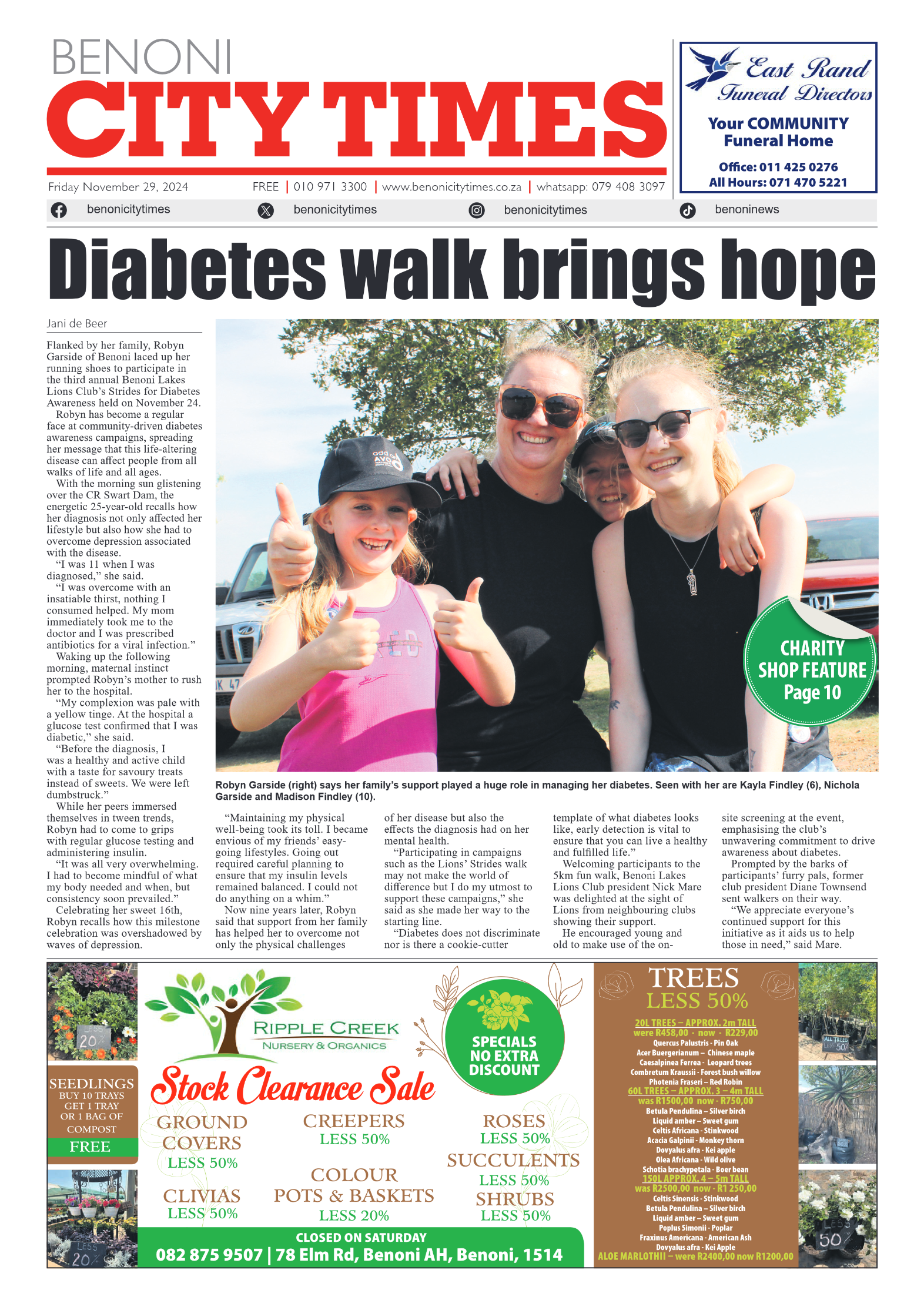 Benoni City Times 29 November 2024 page 1