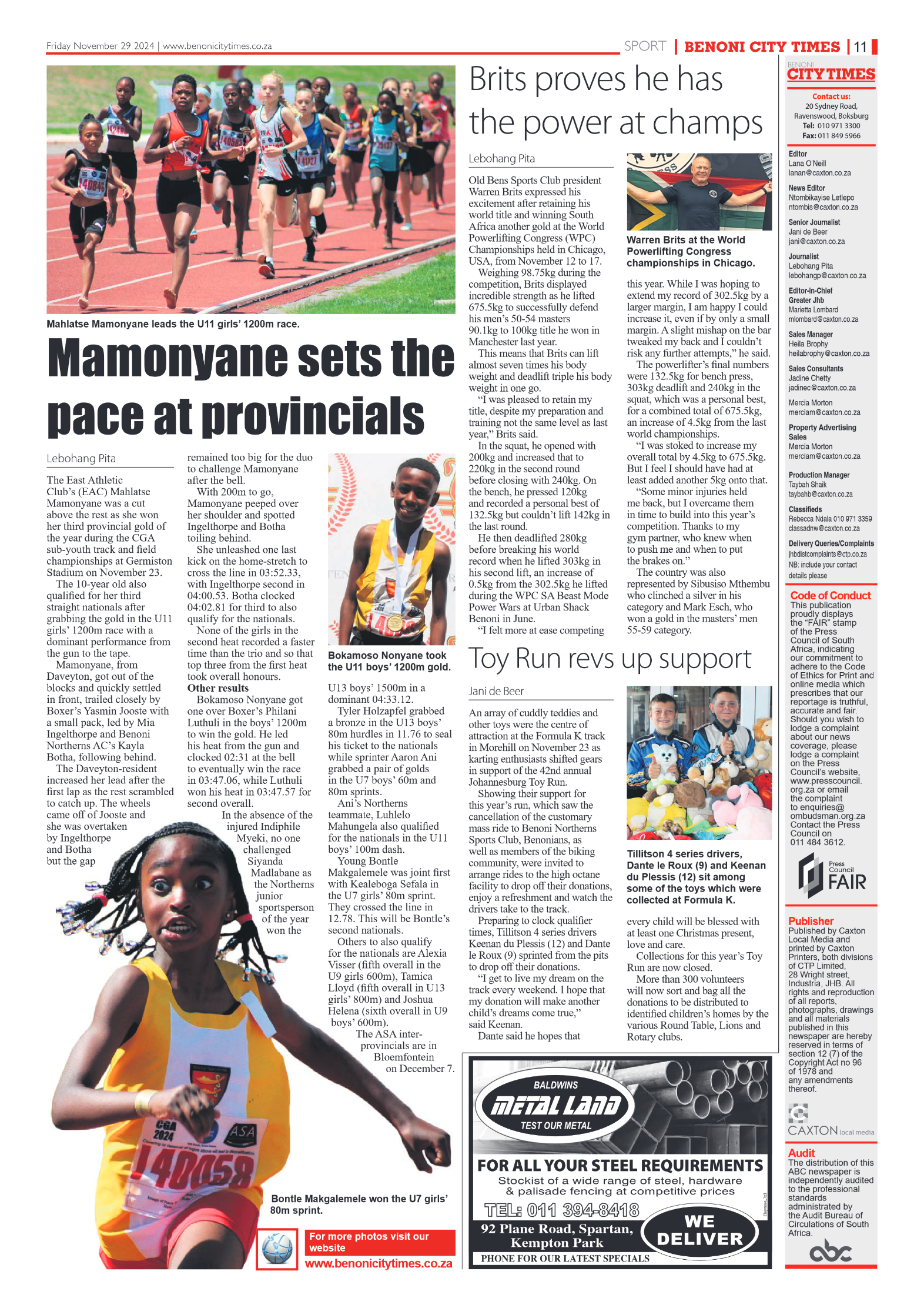 Benoni City Times 29 November 2024 page 11
