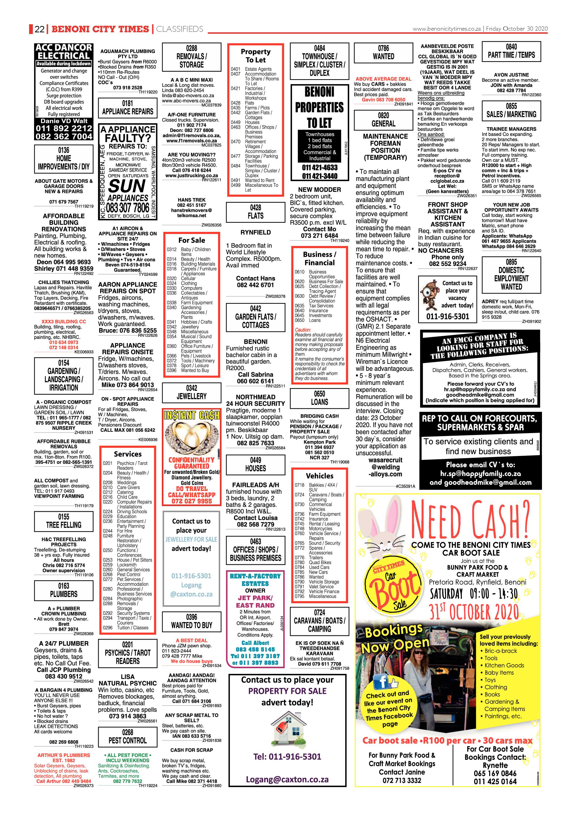 Benoni City Times 29 October 2020 page 22