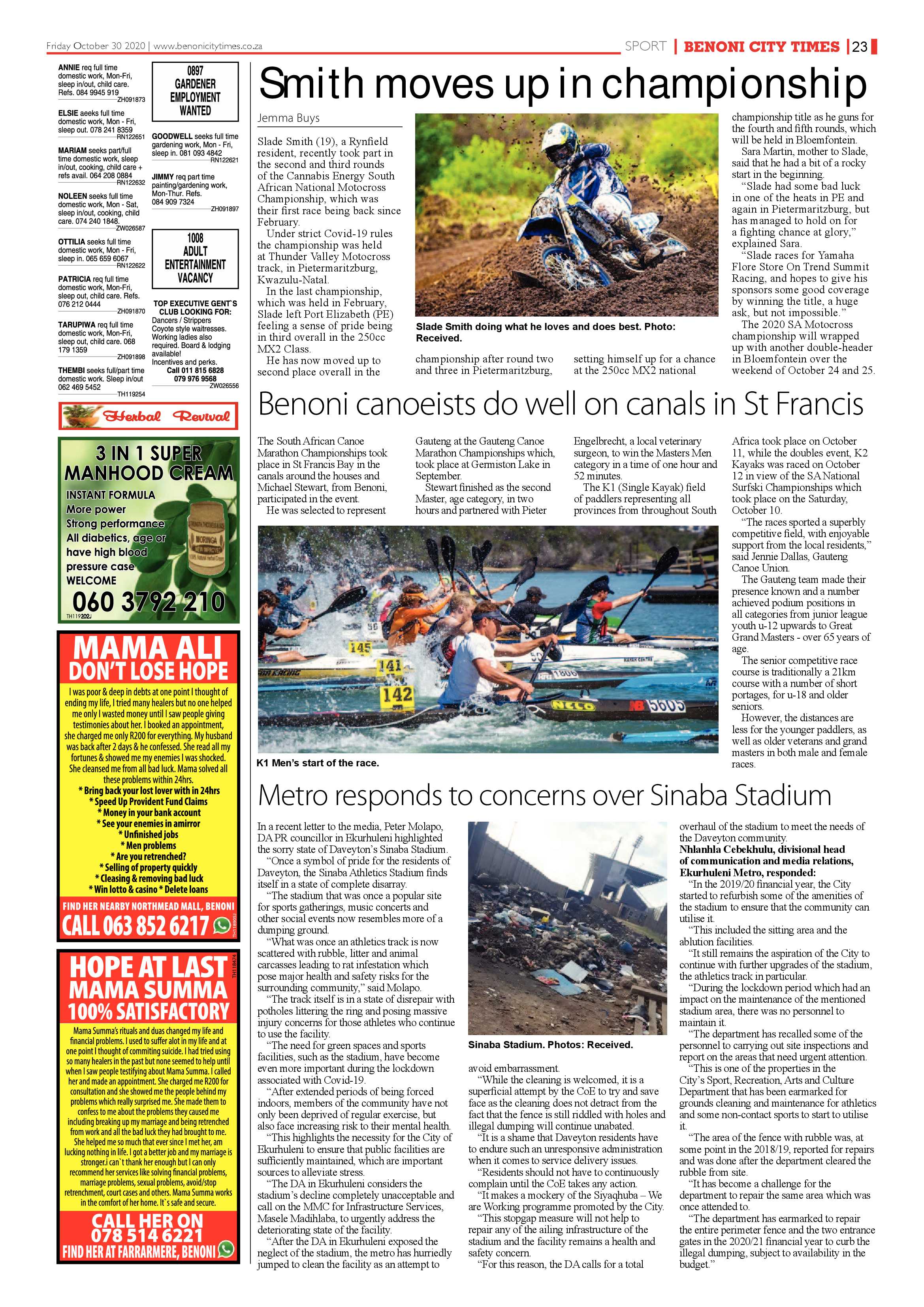 Benoni City Times 29 October 2020 page 23