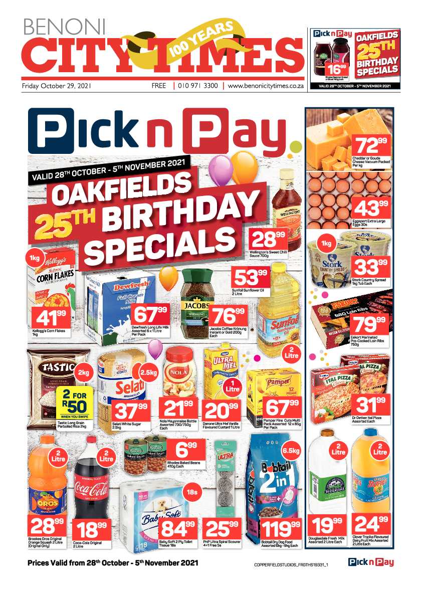 Benoni City Times 29 October 2021 page 1
