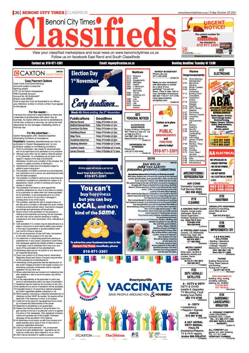 Benoni City Times 29 October 2021 page 21