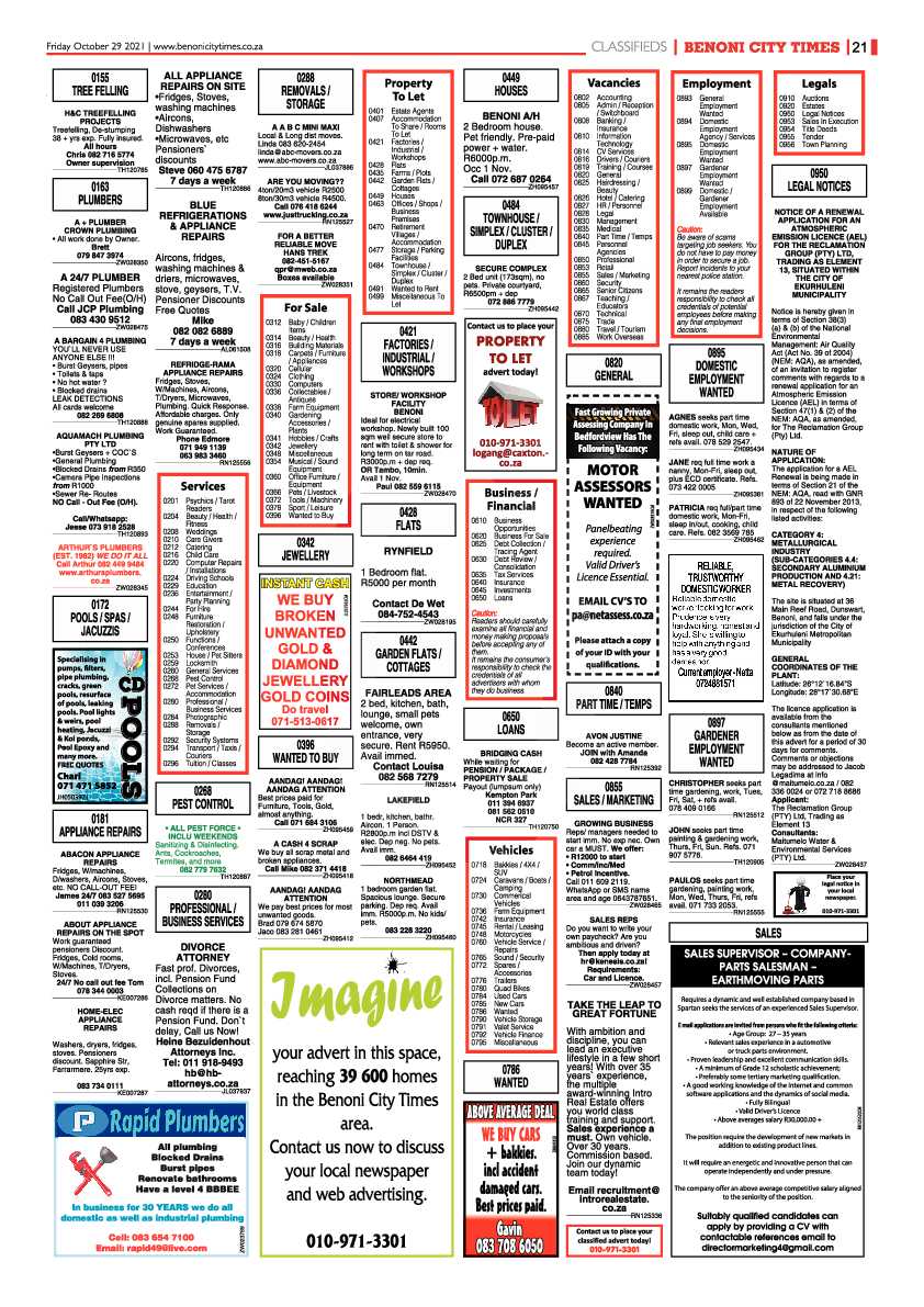 Benoni City Times 29 October 2021 page 22
