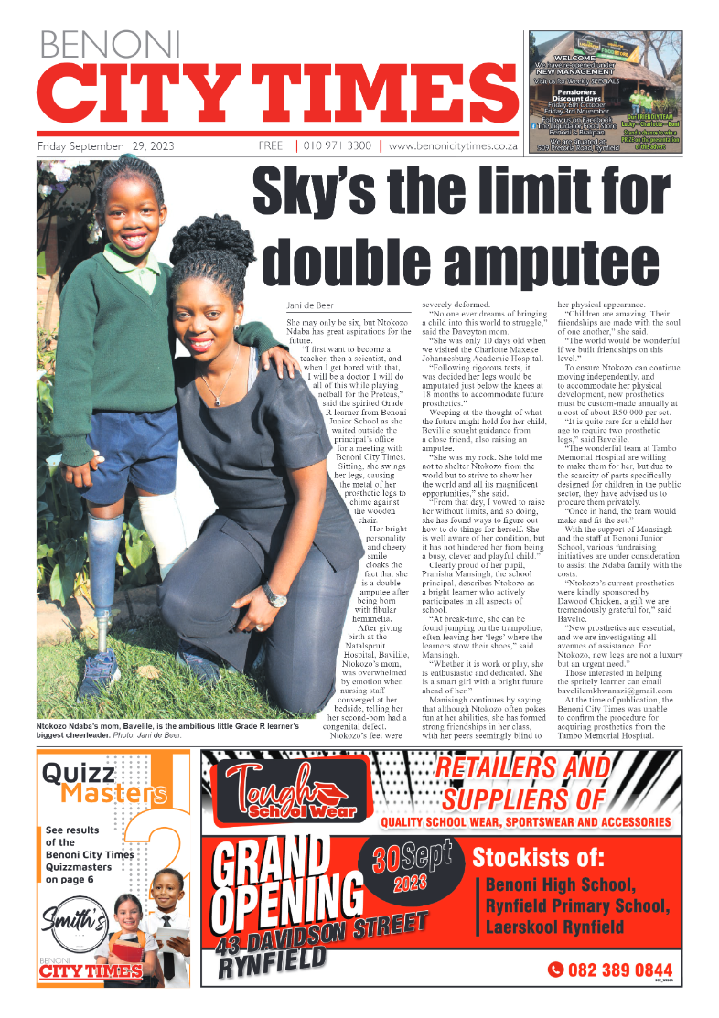 Benoni City Times 29 September 2023 page 1