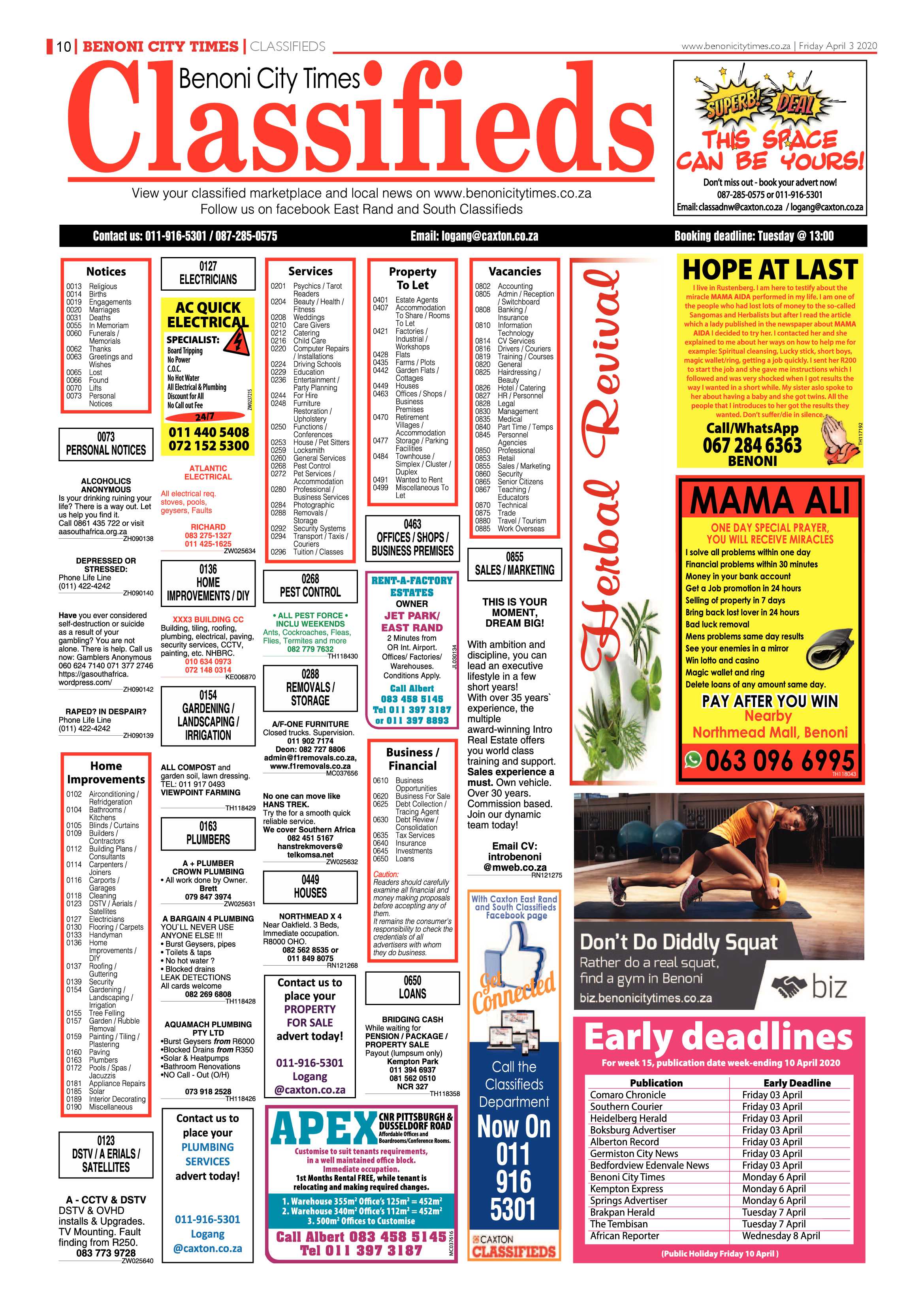 Benoni City Times 2 April 2020 page 10