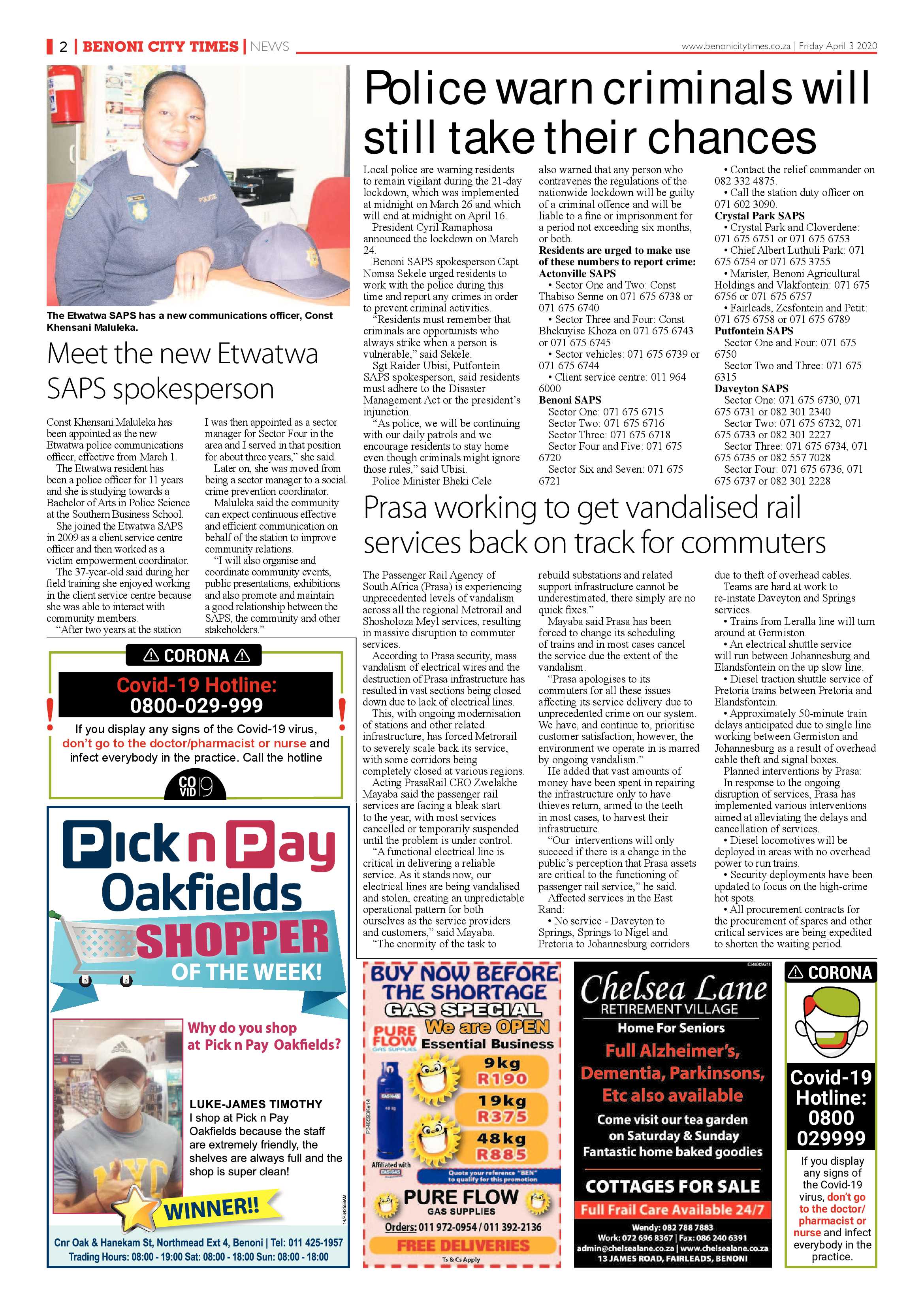 Benoni City Times 2 April 2020 page 2