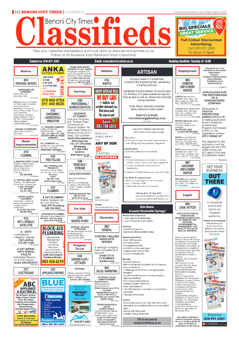 Benoni City Times 2 August 2024 page 18