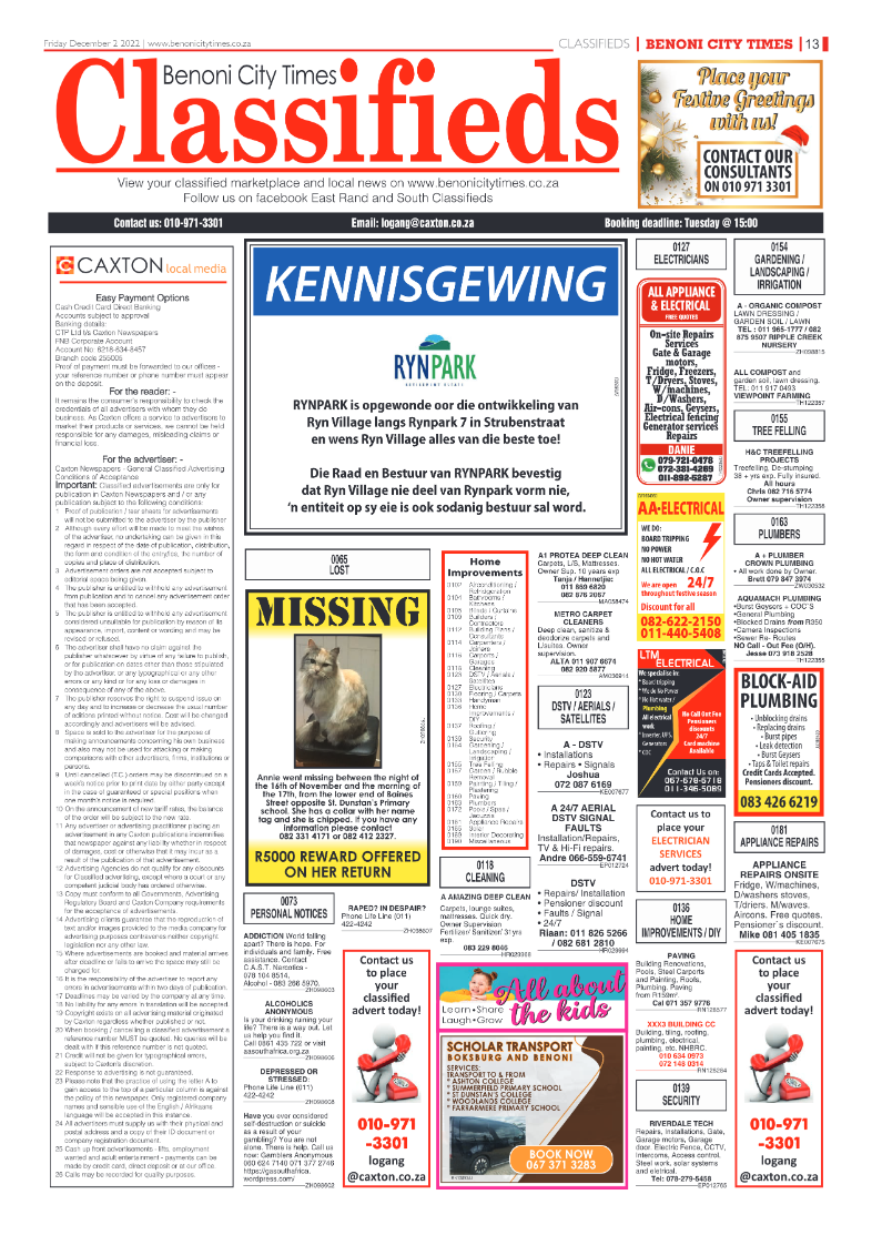 Benoni City Times 2 Dec 2022 page 13
