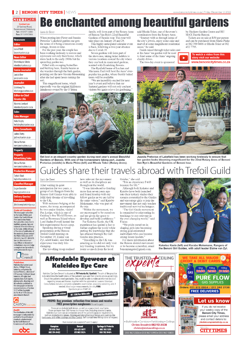 Benoni City Times 2 Dec 2022 page 2