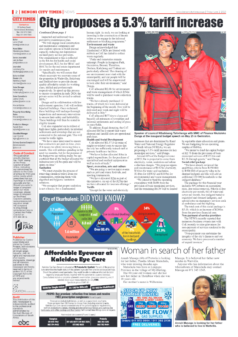 Benoni City Times 2 June 2023 page 2