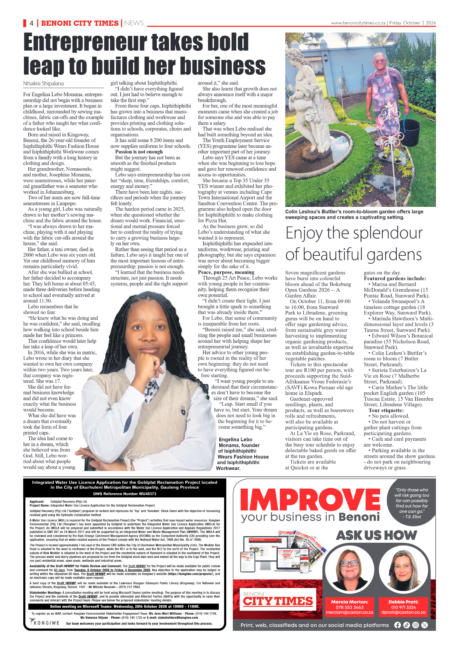 Benoni City Times 2 October 2026 page 4