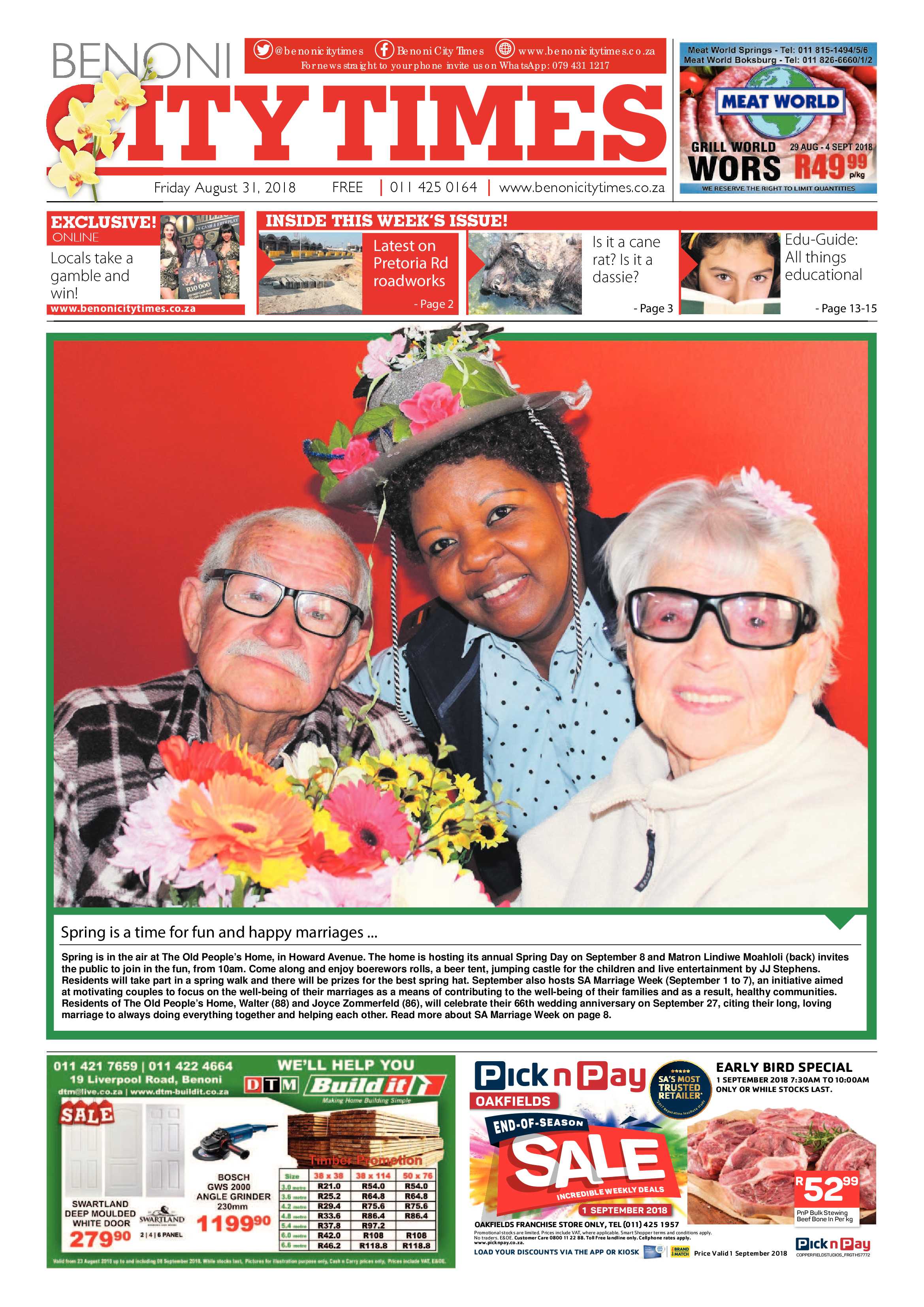 Benoni City Times 30 August 2018 page 1