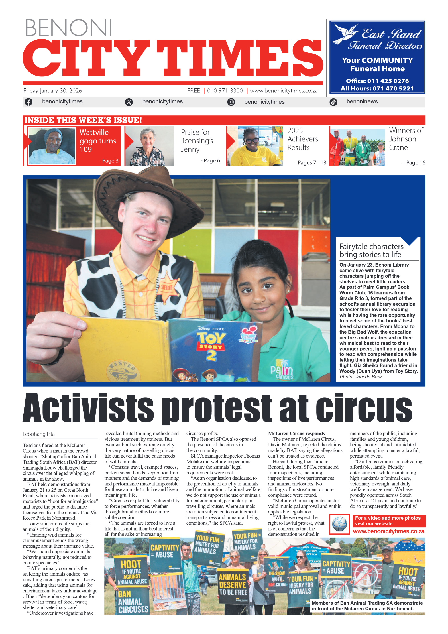 Benoni City Times 30 January 2026 page 1