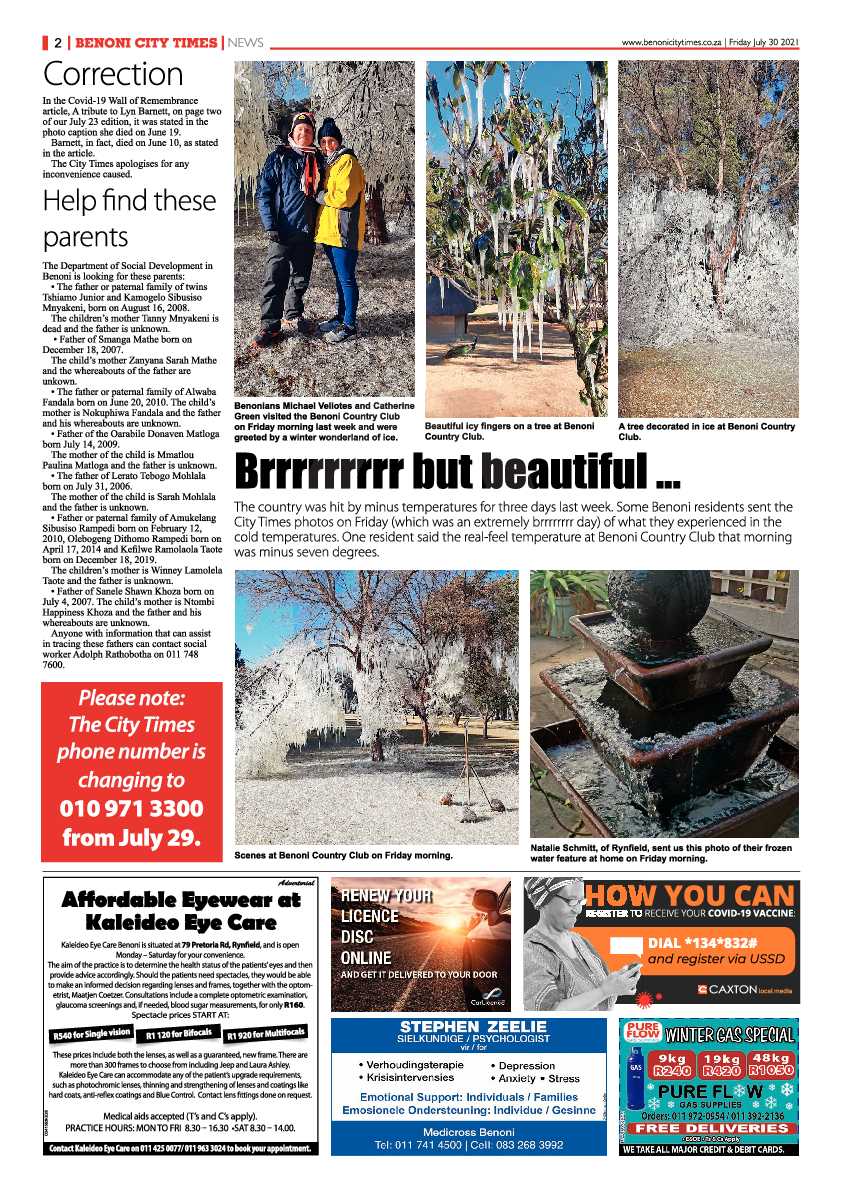 Benoni City Times 30 July 2021 page 2