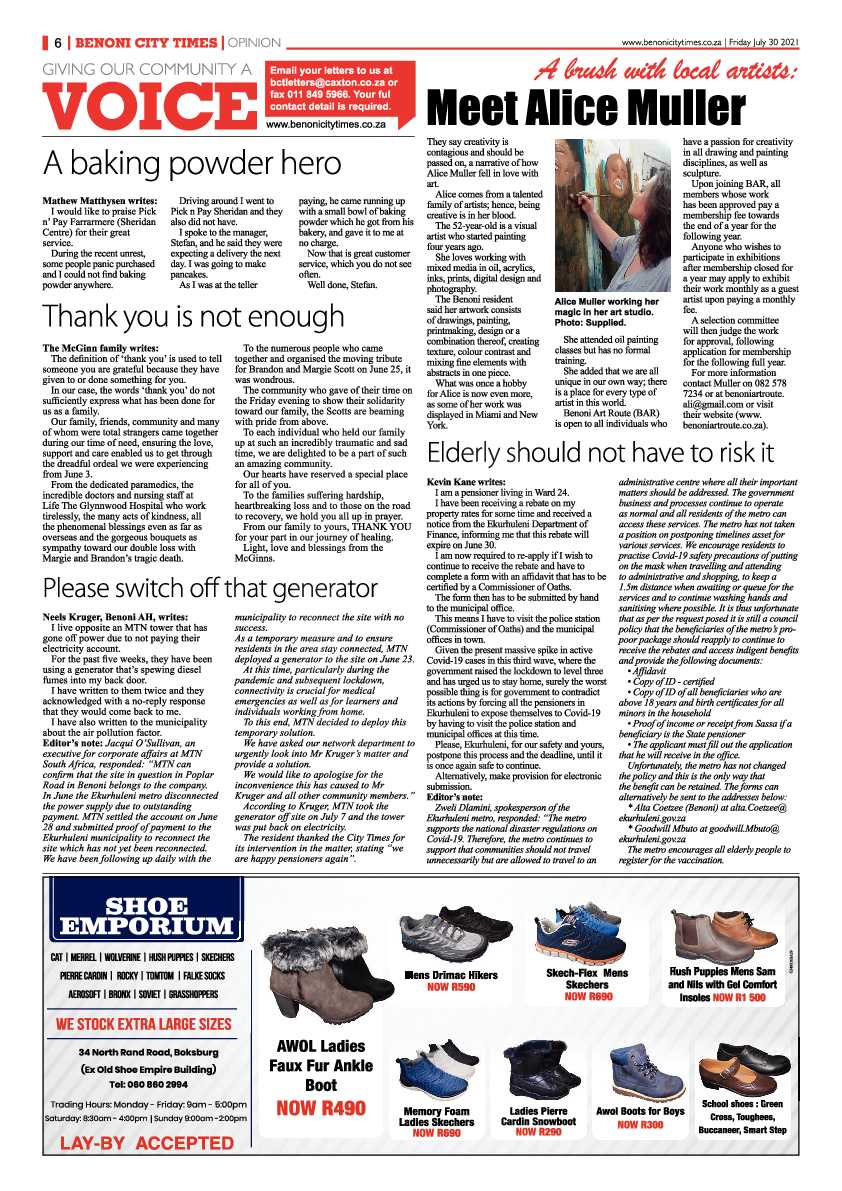 Benoni City Times 30 July 2021 page 6