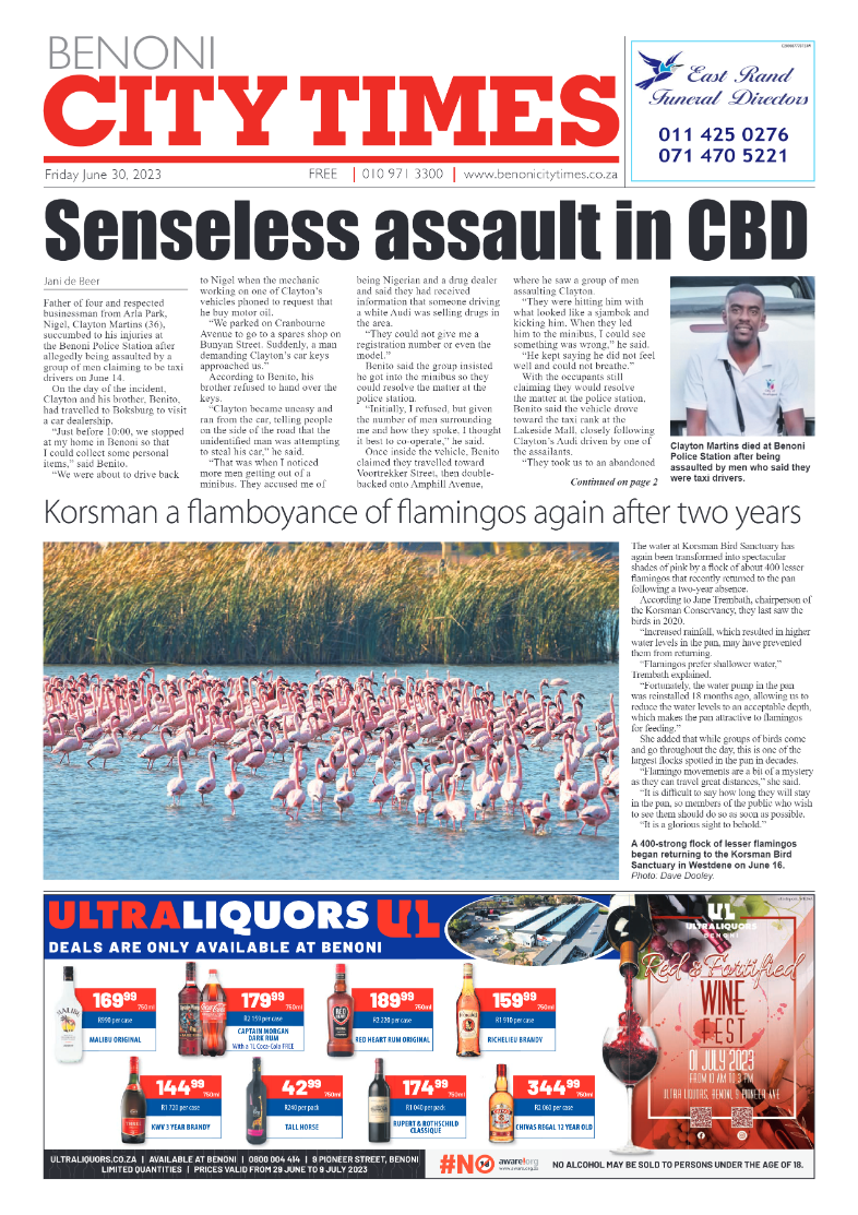 Benoni City Times 30 June 2023 page 1