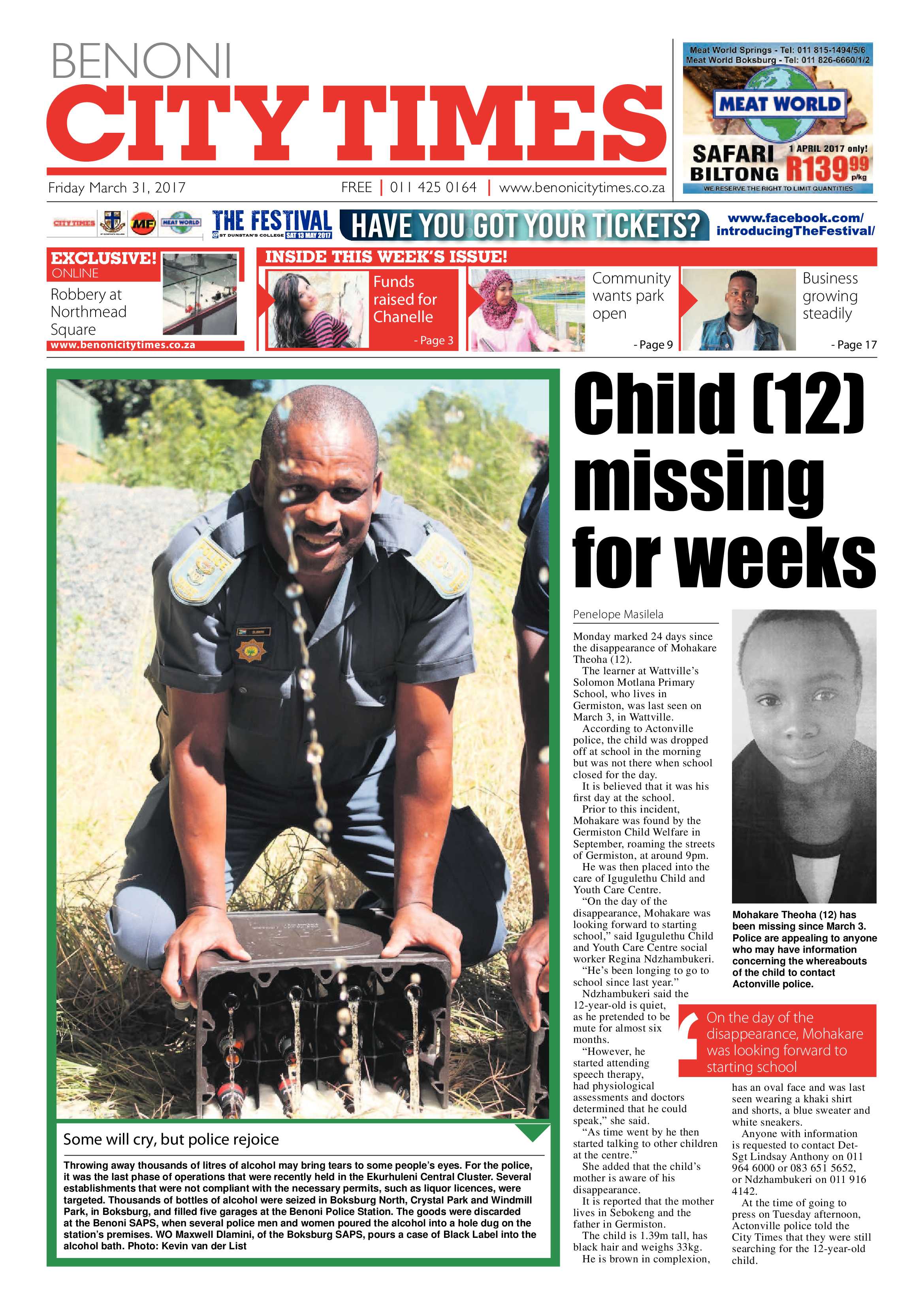 Benoni City Times 30 March 2017 page 1
