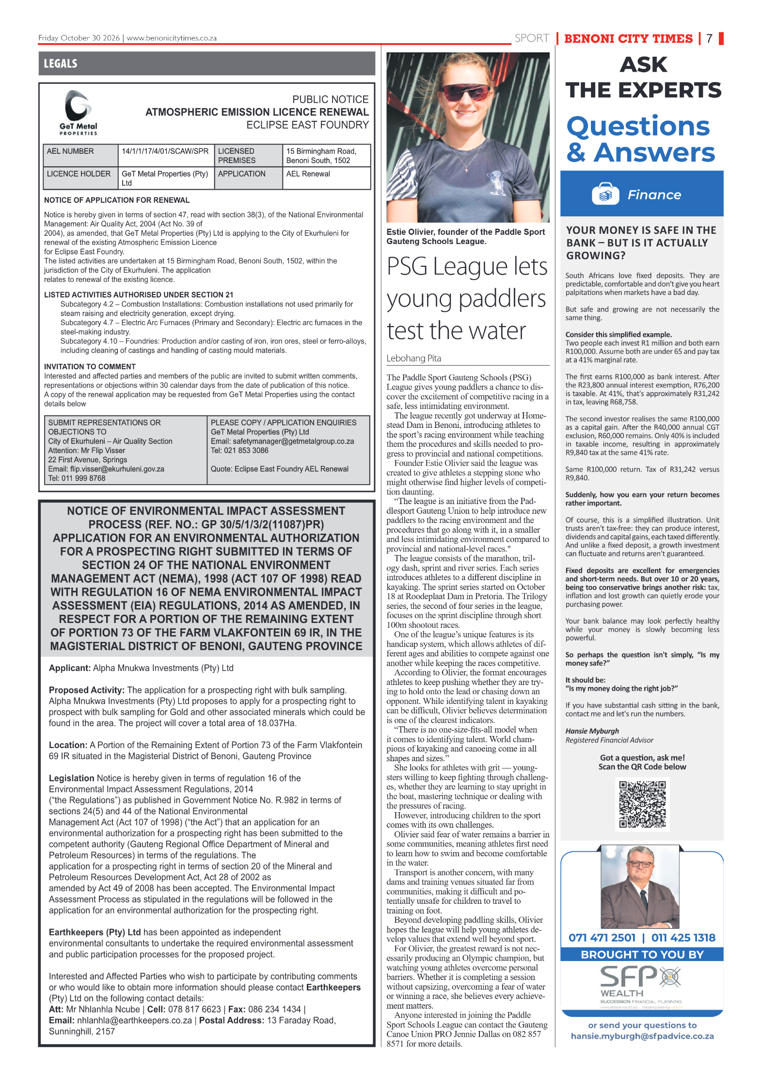 Benoni City Times 30 October 2026 page 7