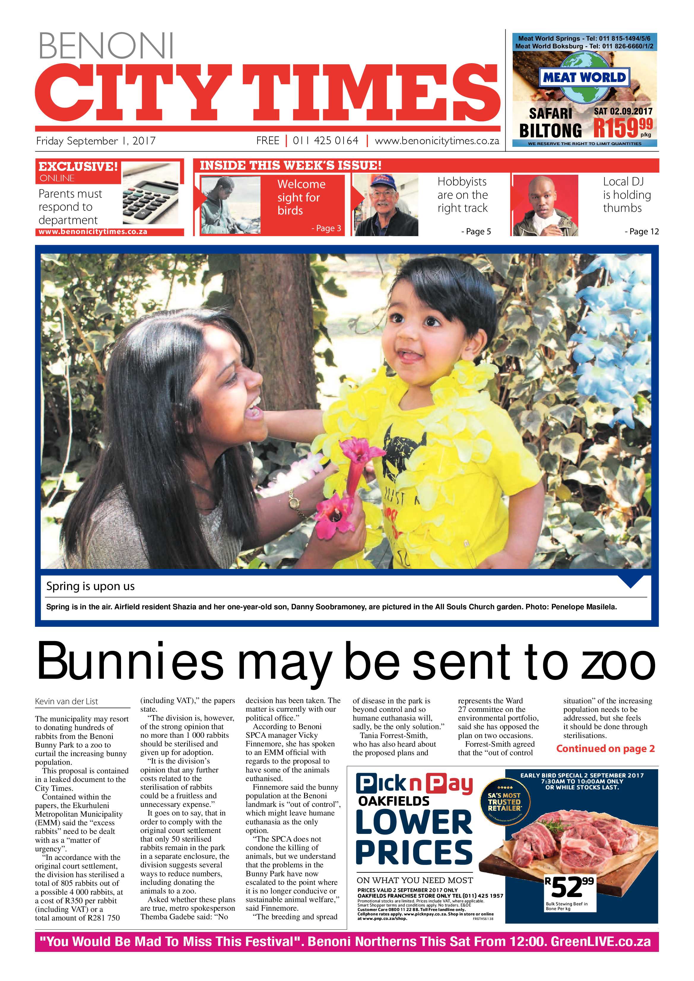 Benoni City Times 31 August 2017 page 1
