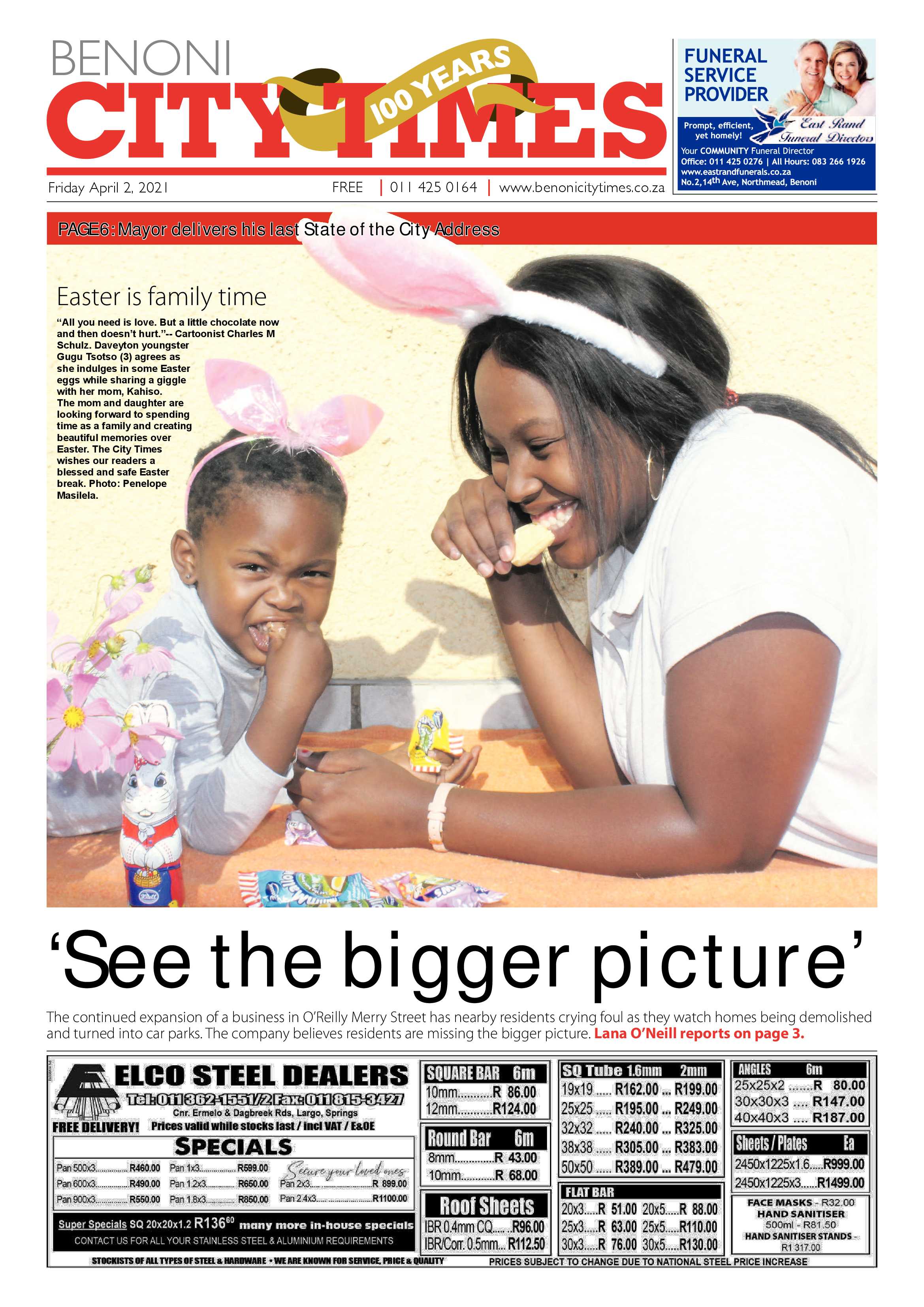 Benoni City Times 31 March 2021 page 1