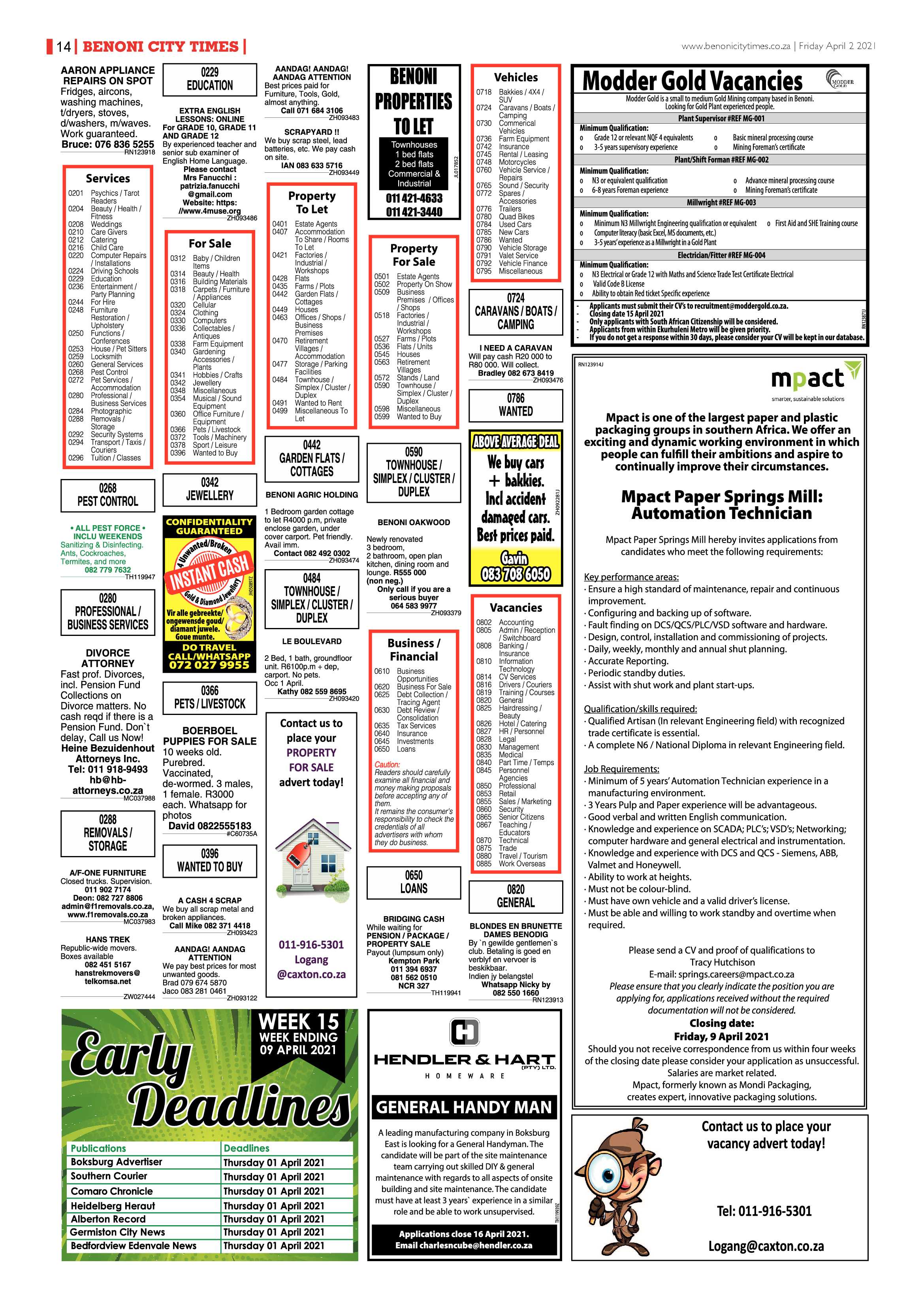 Benoni City Times 31 March 2021 page 14