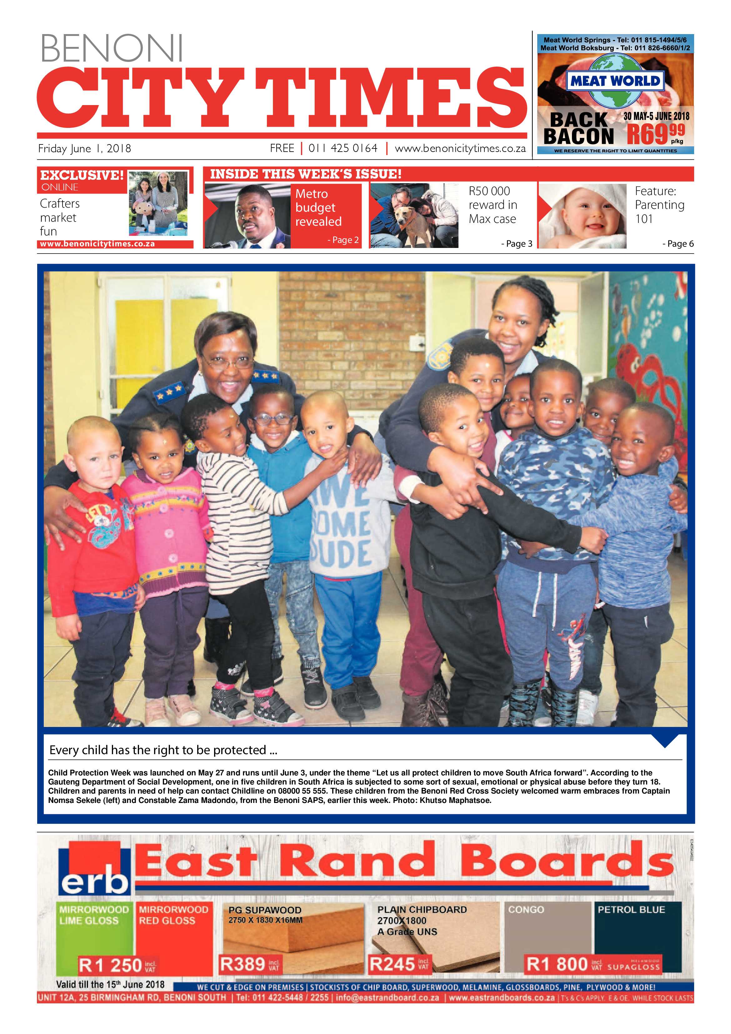Benoni City Times 31 May 2018 page 1