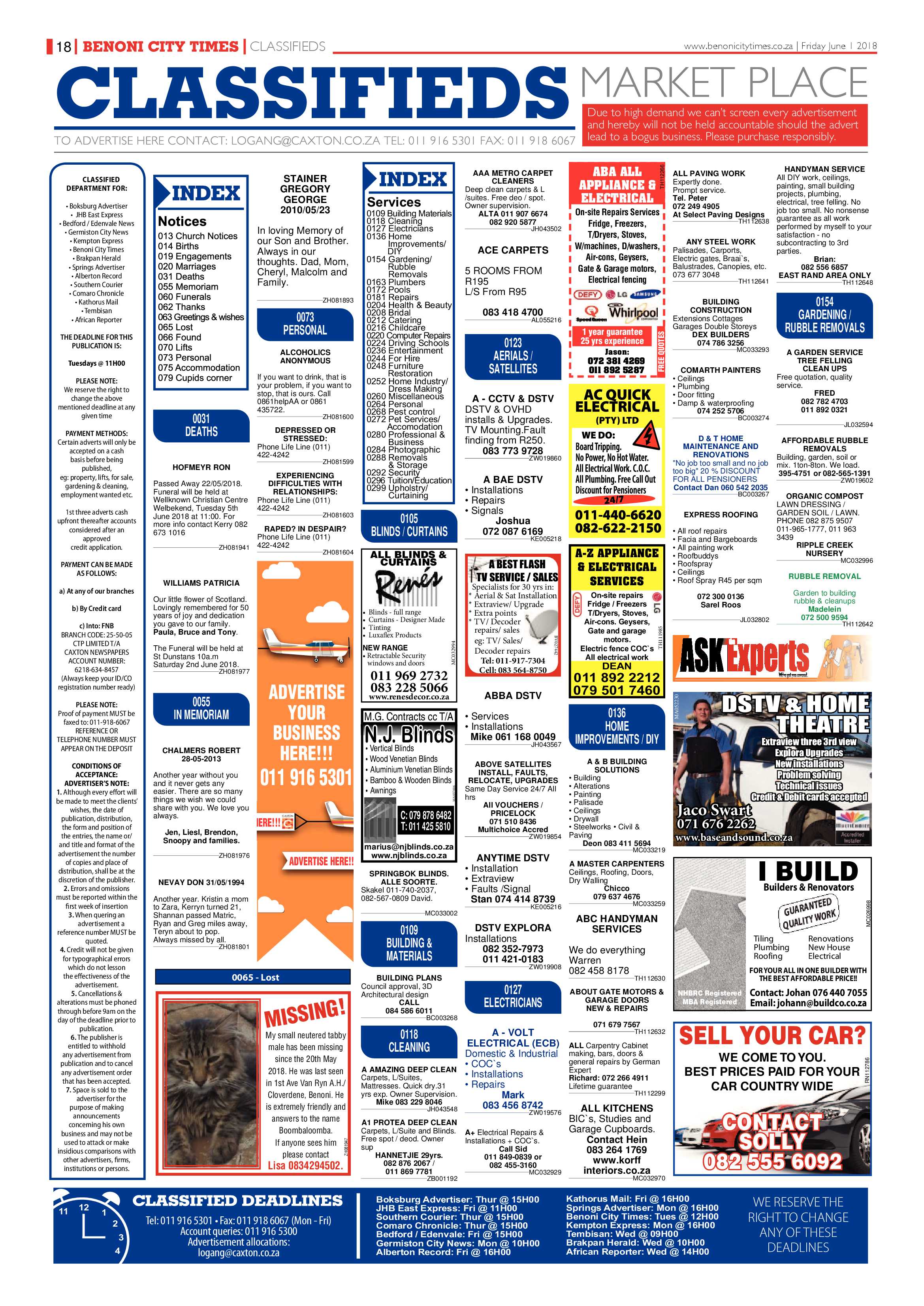 Benoni City Times 31 May 2018 page 18