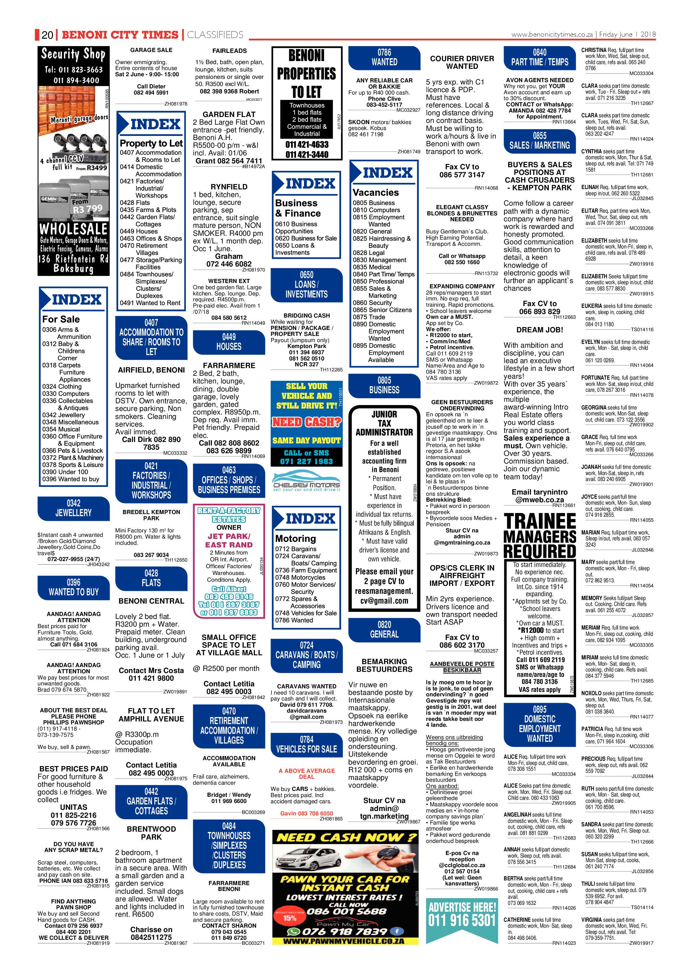 Benoni City Times 31 May 2018 page 20