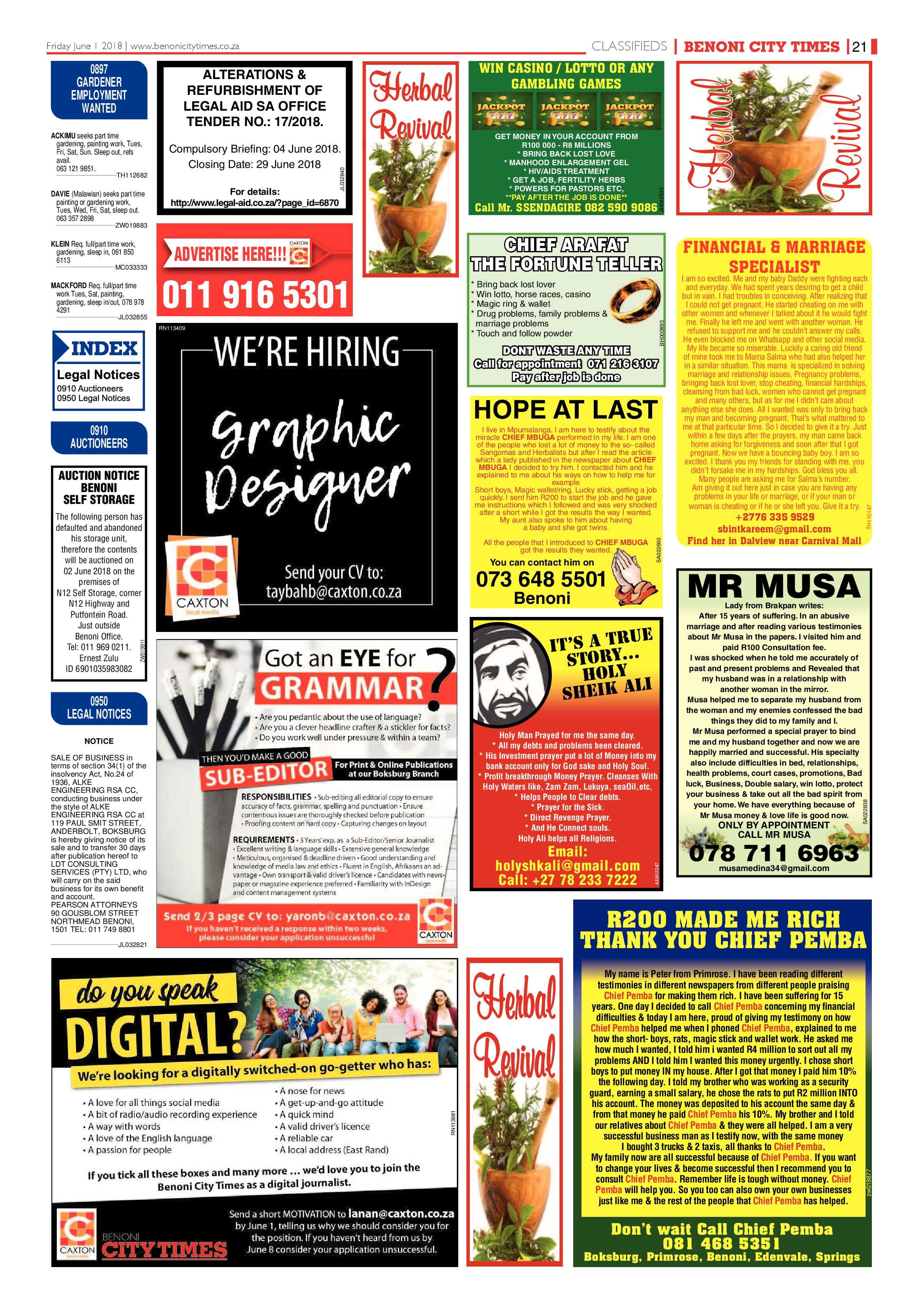 Benoni City Times 31 May 2018 page 21